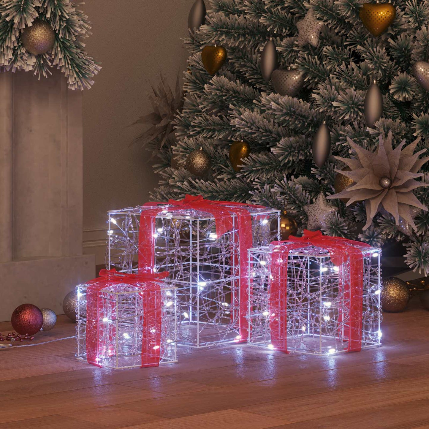 Cadeau Doos met 60 LED 3 pcs Koudwit 20 x 20 x 20 cm Acryl is nu te koop bij PeponiXL, paradijselijk wonen!