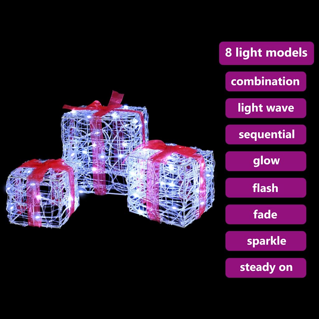 Cadeau Doos met 60 LED 3 pcs Koudwit 20 x 20 x 20 cm Acryl is nu te koop bij PeponiXL, paradijselijk wonen!