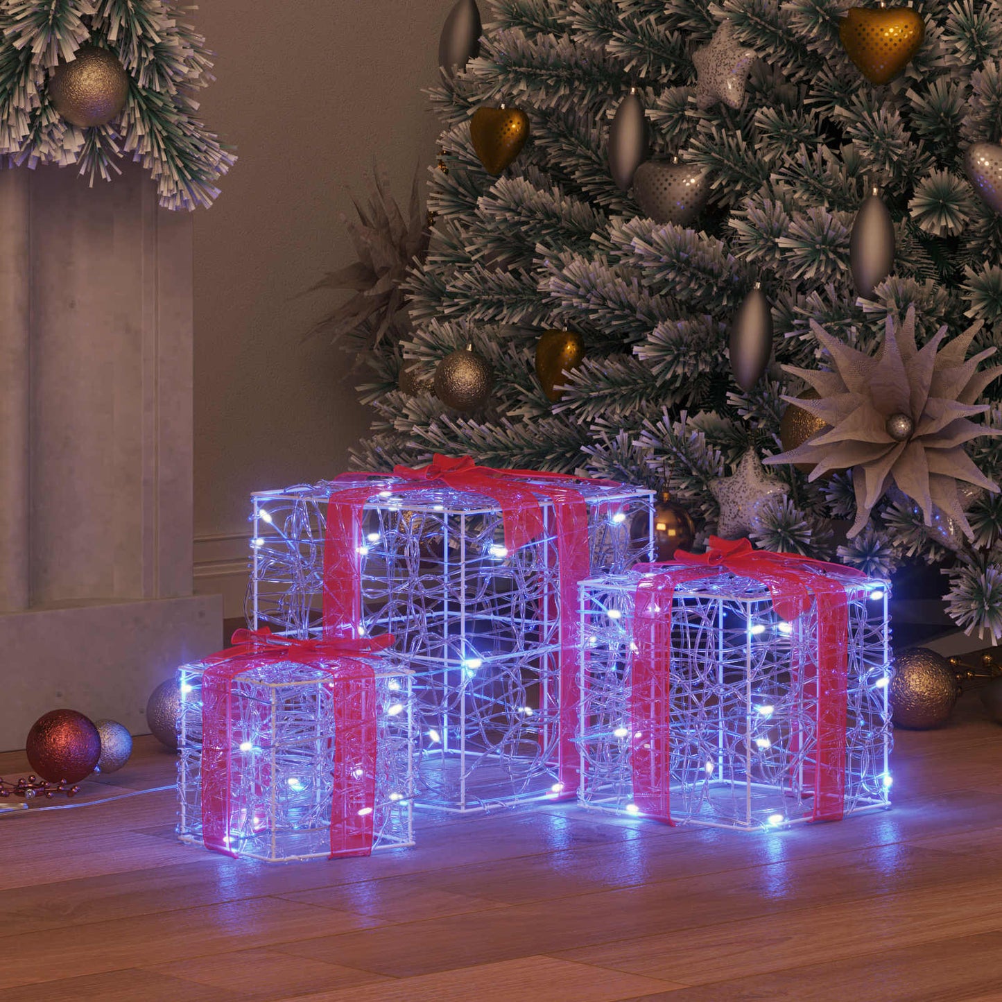 Cadeau Doos met 60 LED 3 pcs Blauw 20 x 20 x 20 cm Acryl is nu te koop bij PeponiXL, paradijselijk wonen!