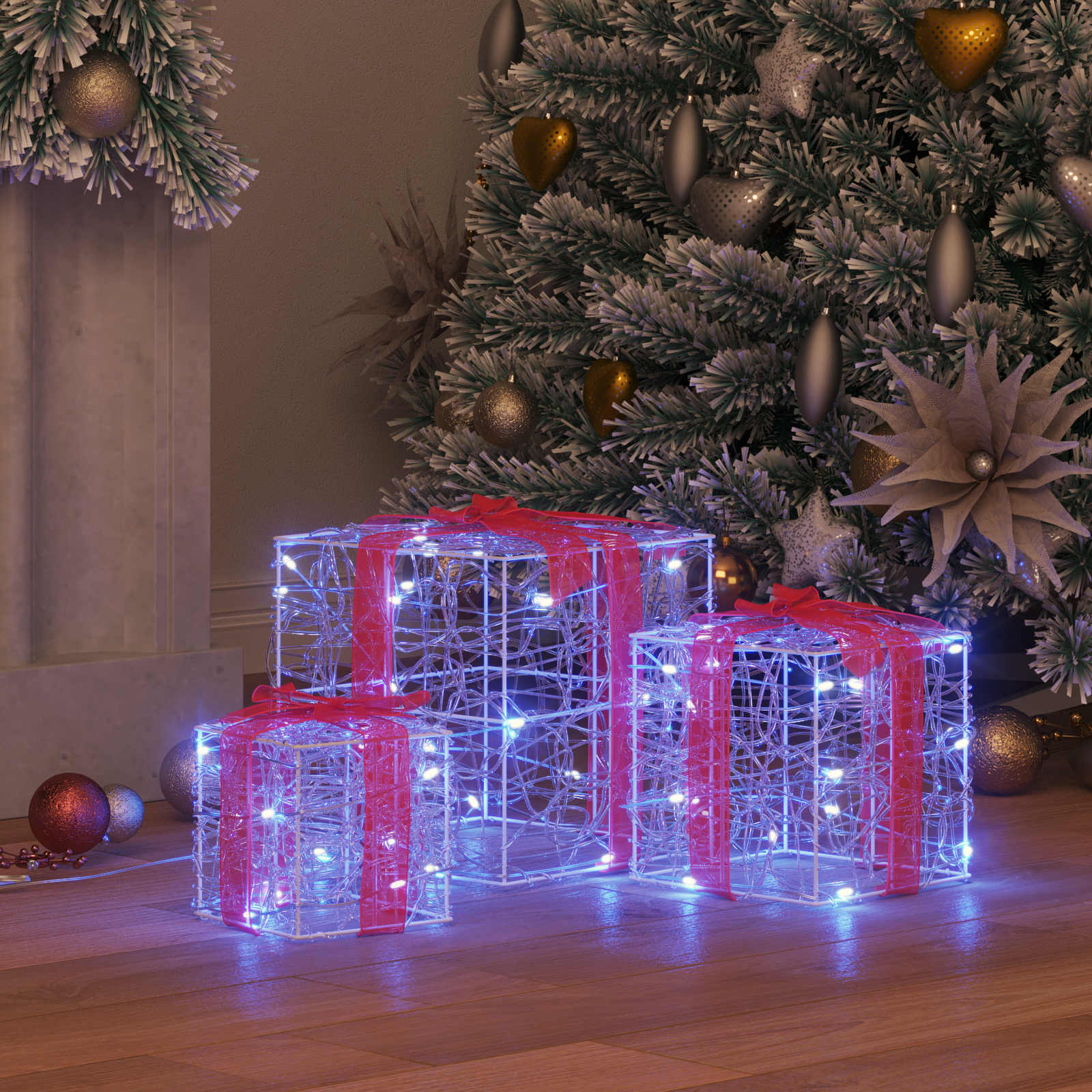 Cadeau Doos met 60 LED 3 pcs Blauw 20 x 20 x 20 cm Acryl is nu te koop bij PeponiXL, paradijselijk wonen!