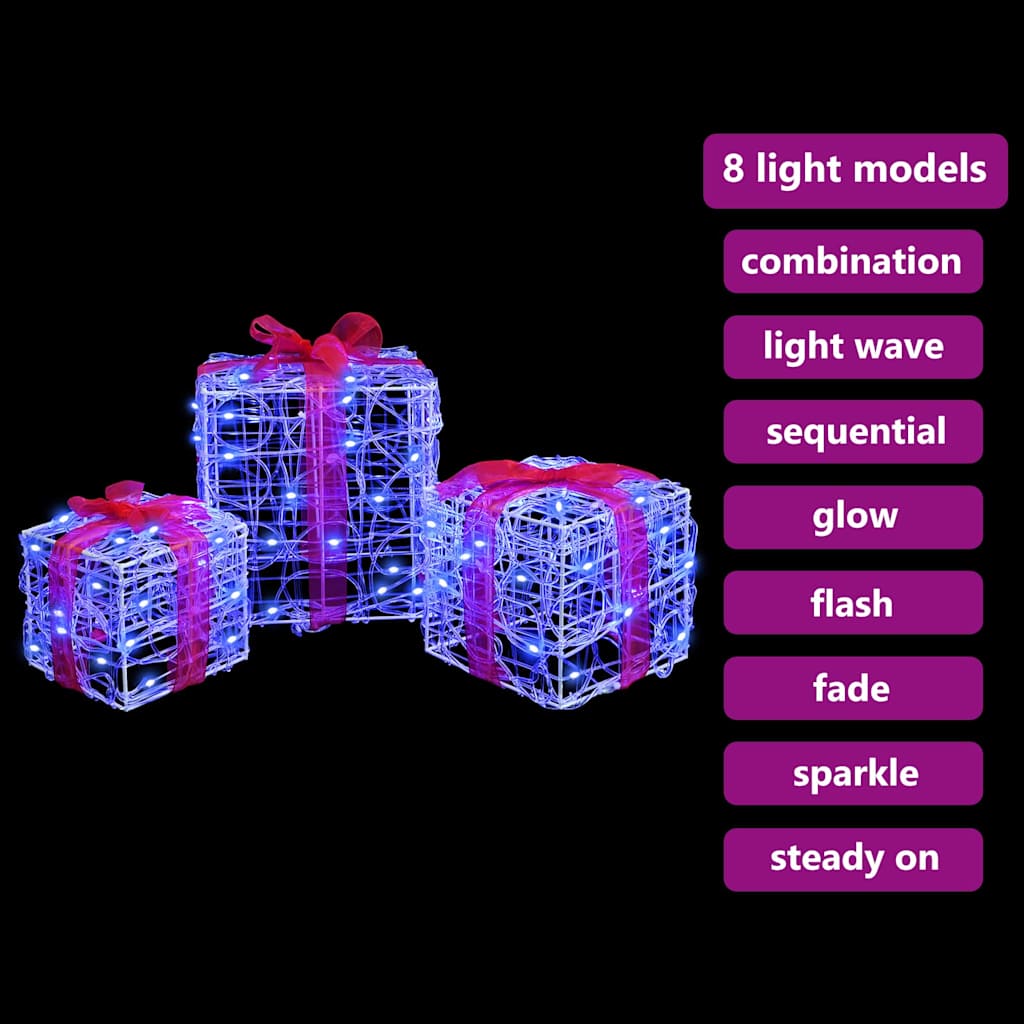 Cadeau Doos met 60 LED 3 pcs Blauw 20 x 20 x 20 cm Acryl is nu te koop bij PeponiXL, paradijselijk wonen!