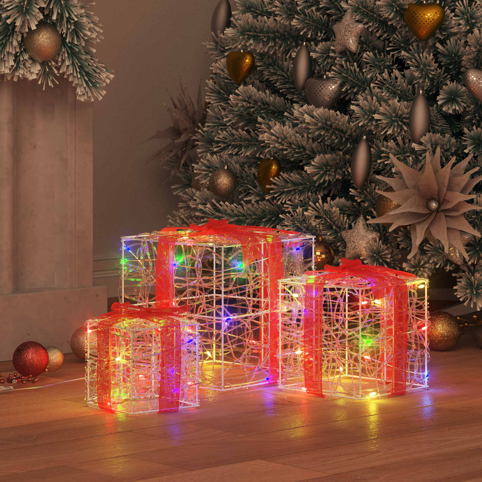 Cadeau Doos met 60 LED 3 pcs Multikleur 20 x 20 x 20 cm Acryl is nu te koop bij PeponiXL, paradijselijk wonen!