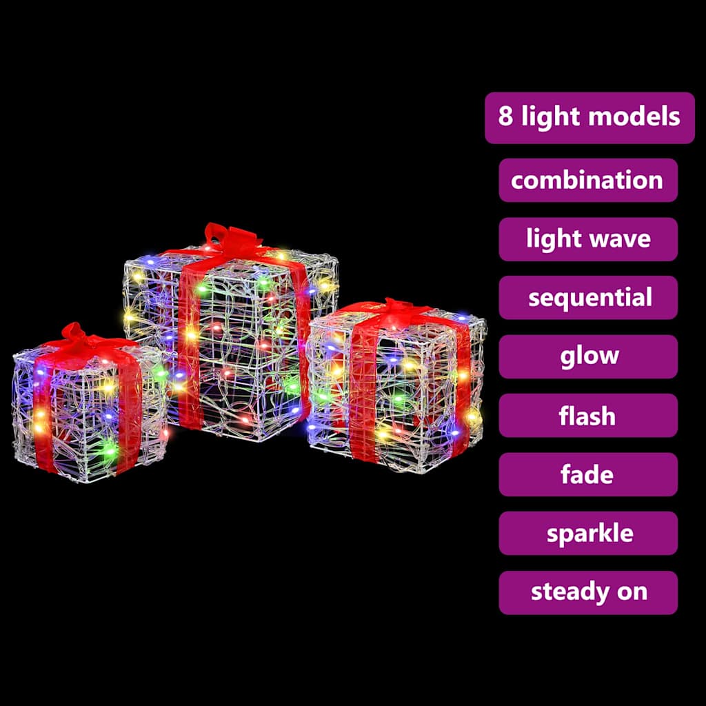 Cadeau Doos met 60 LED 3 pcs Multikleur 20 x 20 x 20 cm Acryl is nu te koop bij PeponiXL, paradijselijk wonen!