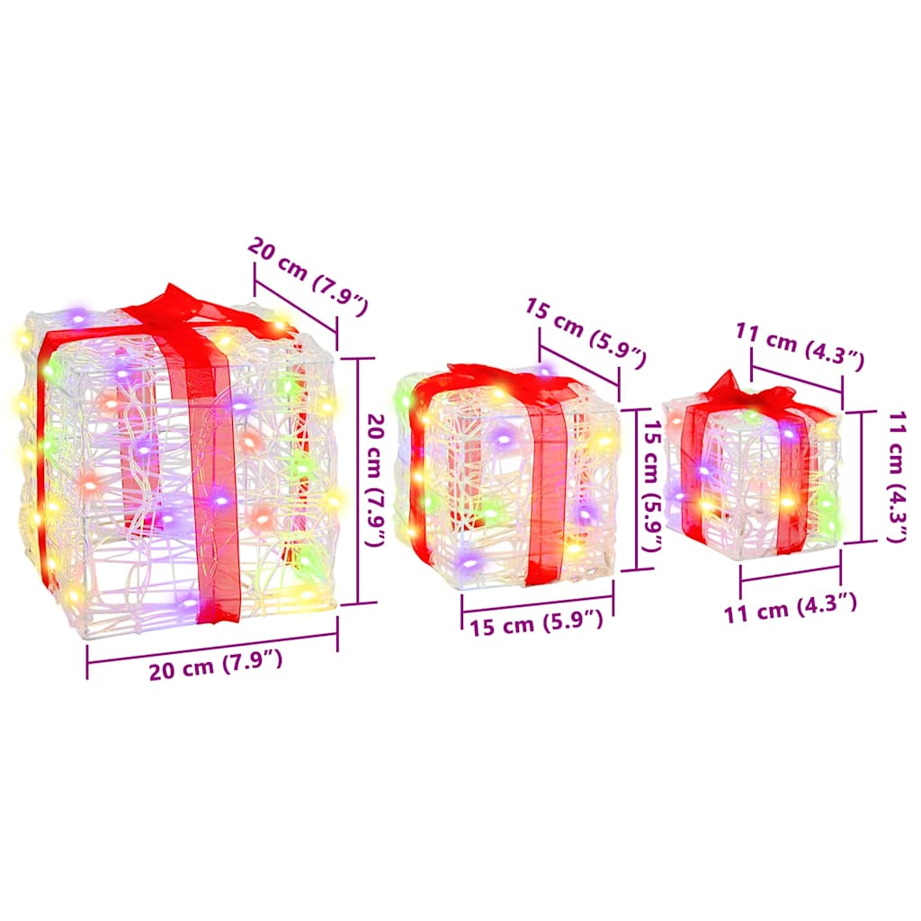 Cadeau Doos met 60 LED 3 pcs Multikleur 20 x 20 x 20 cm Acryl is nu te koop bij PeponiXL, paradijselijk wonen!