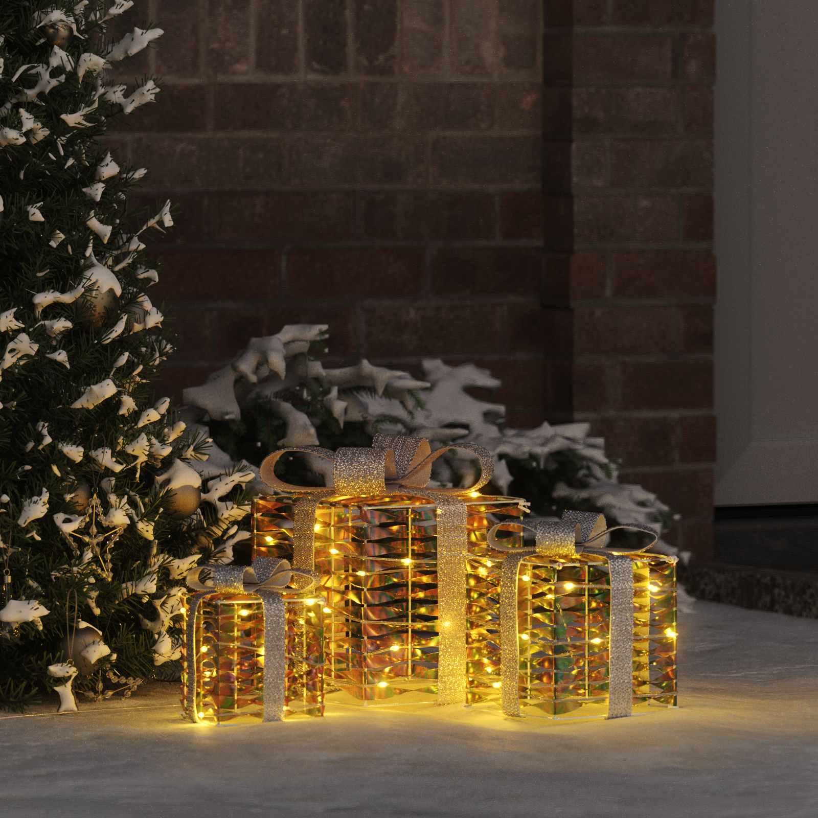 Cadeau Doos met 60 LED 3 pcs Warmwit 20 x 20 x 20 cm PET is nu te koop bij PeponiXL, paradijselijk wonen!