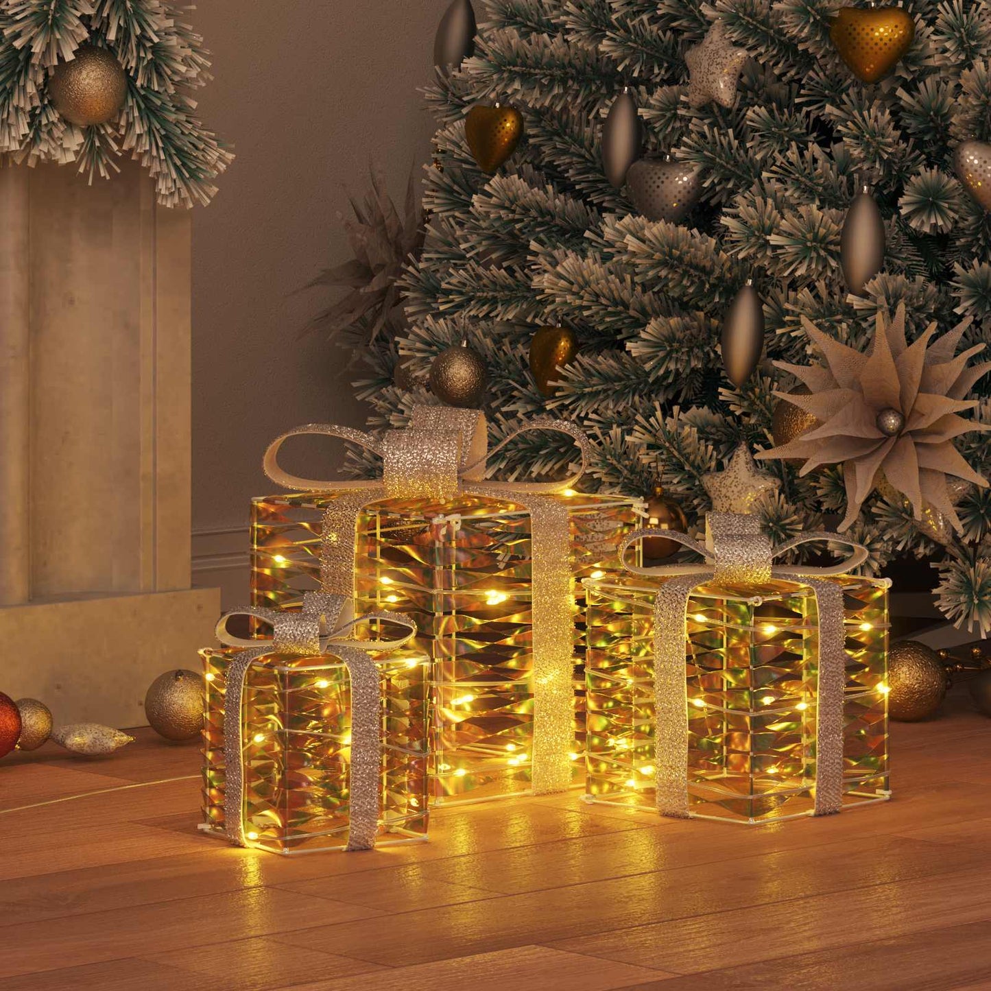 Cadeau Doos met 60 LED 3 pcs Warmwit 20 x 20 x 20 cm PET is nu te koop bij PeponiXL, paradijselijk wonen!
