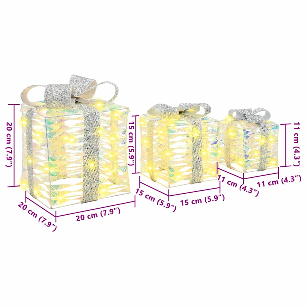 Cadeau Doos met 60 LED 3 pcs Warmwit 20 x 20 x 20 cm PET is nu te koop bij PeponiXL, paradijselijk wonen!