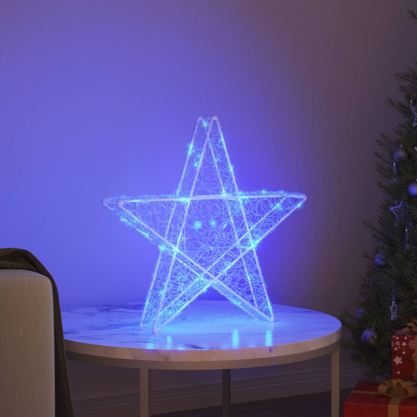 3D Ster met 50 LED Blauw 55 x 53,5 x 10 cm Acryl is nu te koop bij PeponiXL, paradijselijk wonen!