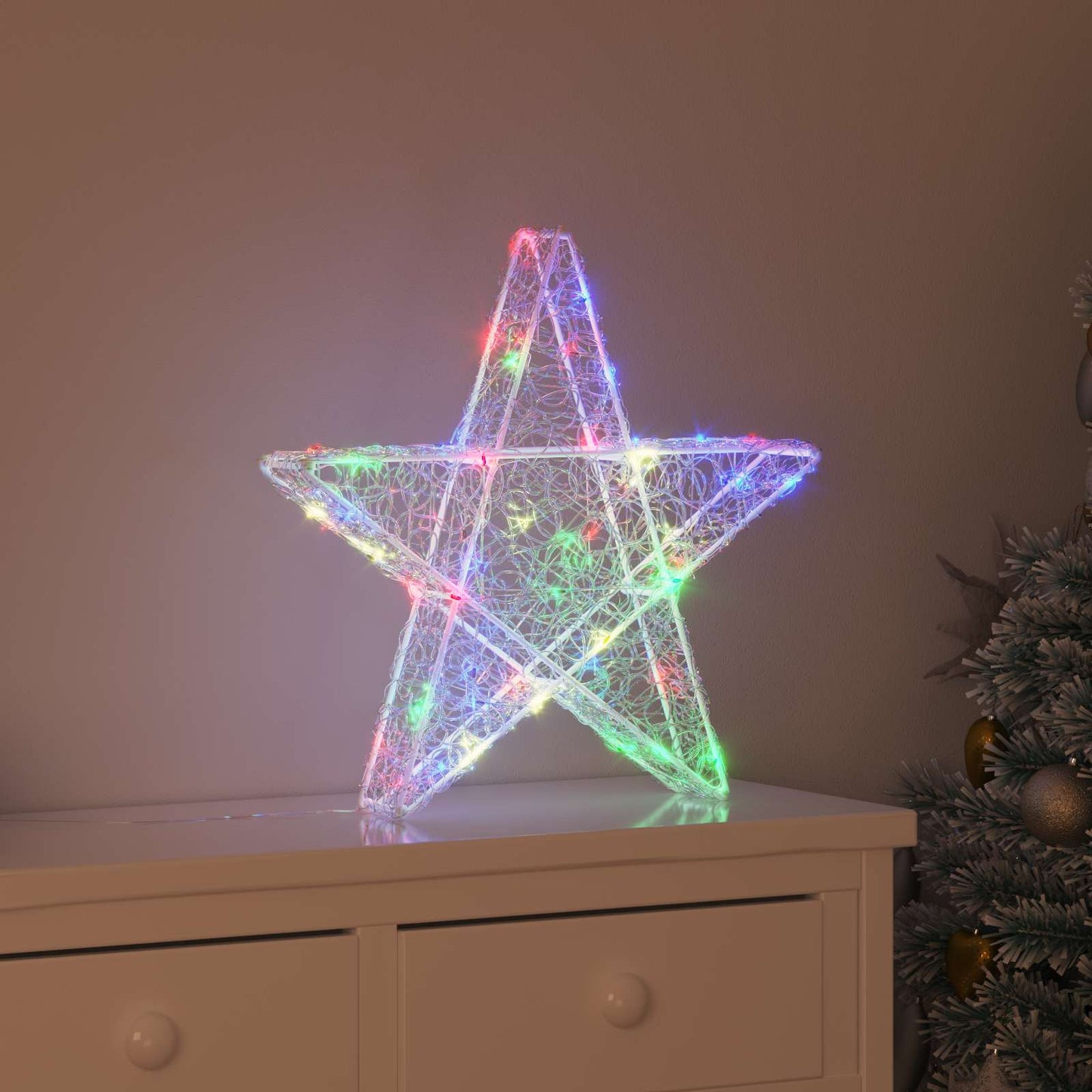 3D Ster met 50 LED Multikleur 55 x 53,5 x 10 cm Acryl is nu te koop bij PeponiXL, paradijselijk wonen!
