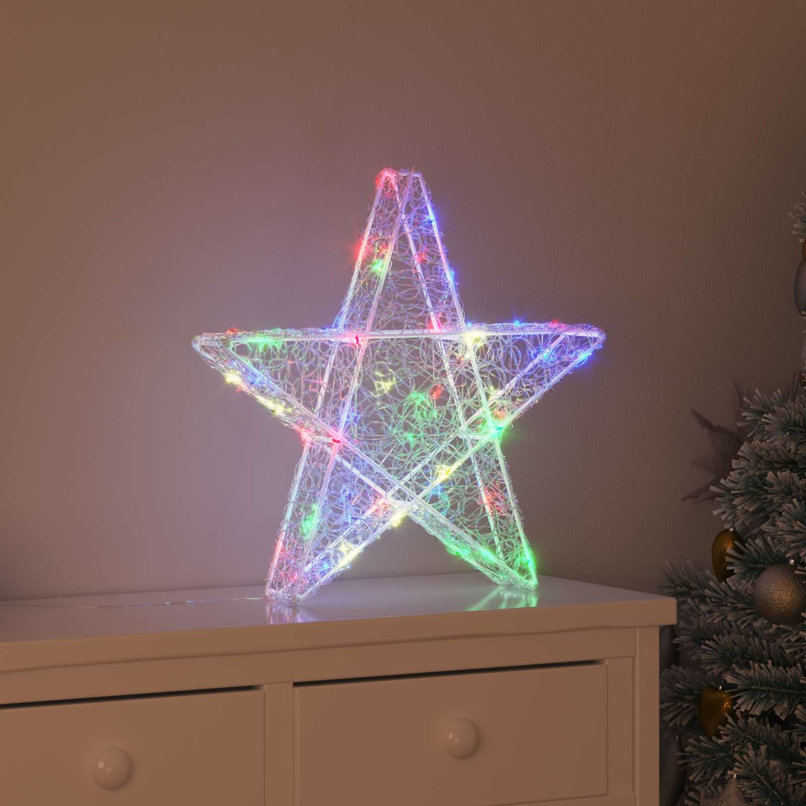 3D Ster met 50 LED Multikleur 55 x 53,5 x 10 cm Acryl is nu te koop bij PeponiXL, paradijselijk wonen!