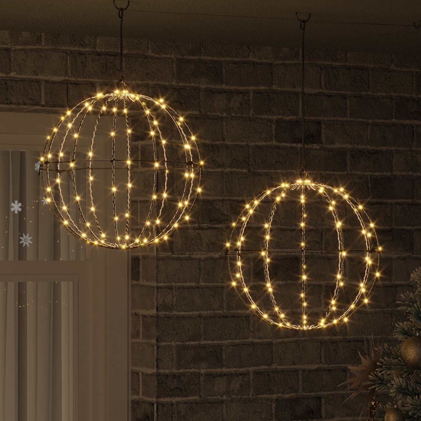 Bal met 192 LED 2 pcs Warmwit 40 x 40 x 43,5 cm Metaal