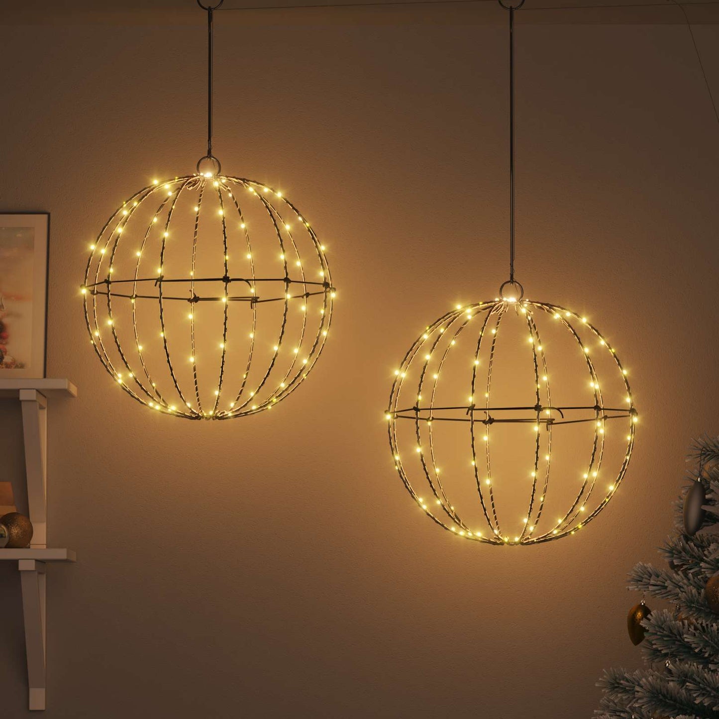 Bal met 192 LED 2 pcs Warmwit 40 x 40 x 43,5 cm Metaal
