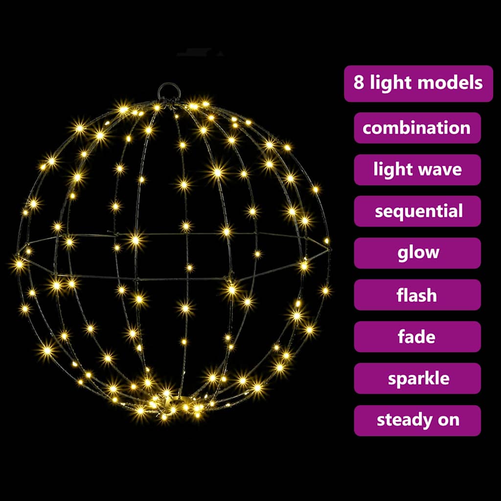 Bal met 192 LED 2 pcs Warmwit 40 x 40 x 43,5 cm Metaal
