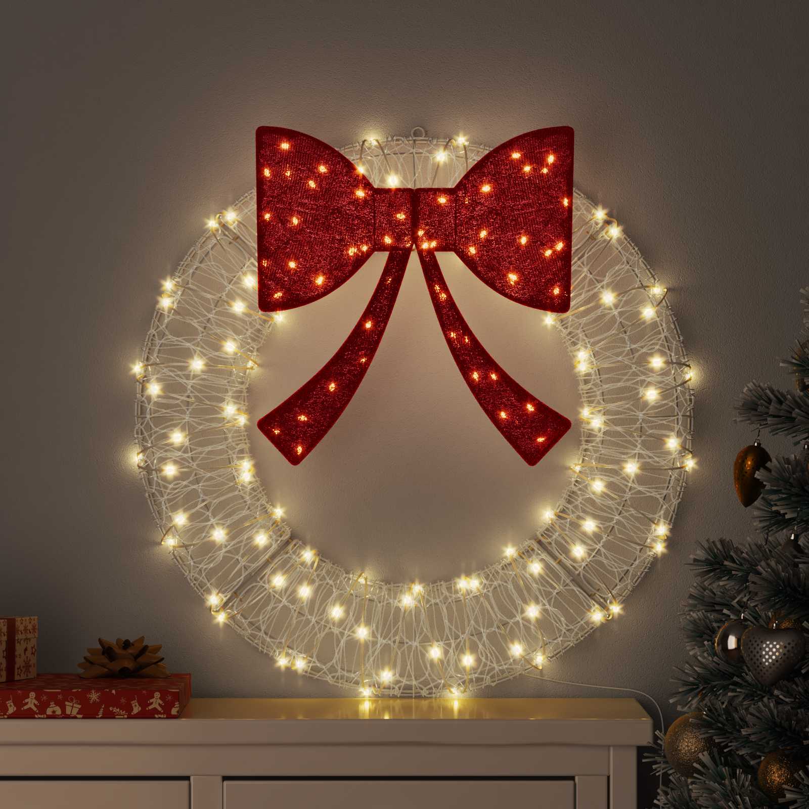 Krans met 60 LED Warmwit 76 x 76 x 8,5 cm Acryl is nu te koop bij PeponiXL, paradijselijk wonen!