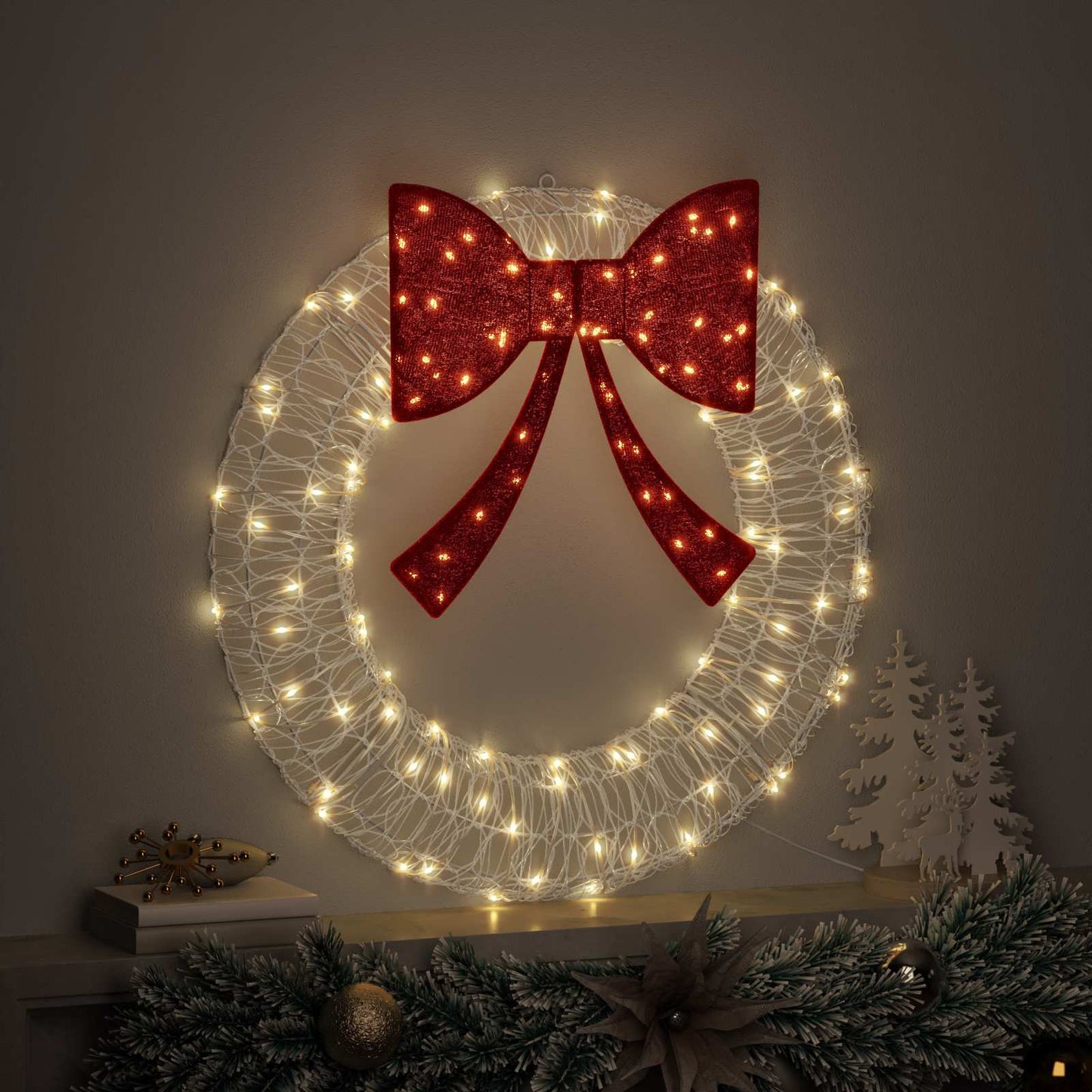 Krans met 60 LED Warmwit 76 x 76 x 8,5 cm Acryl is nu te koop bij PeponiXL, paradijselijk wonen!