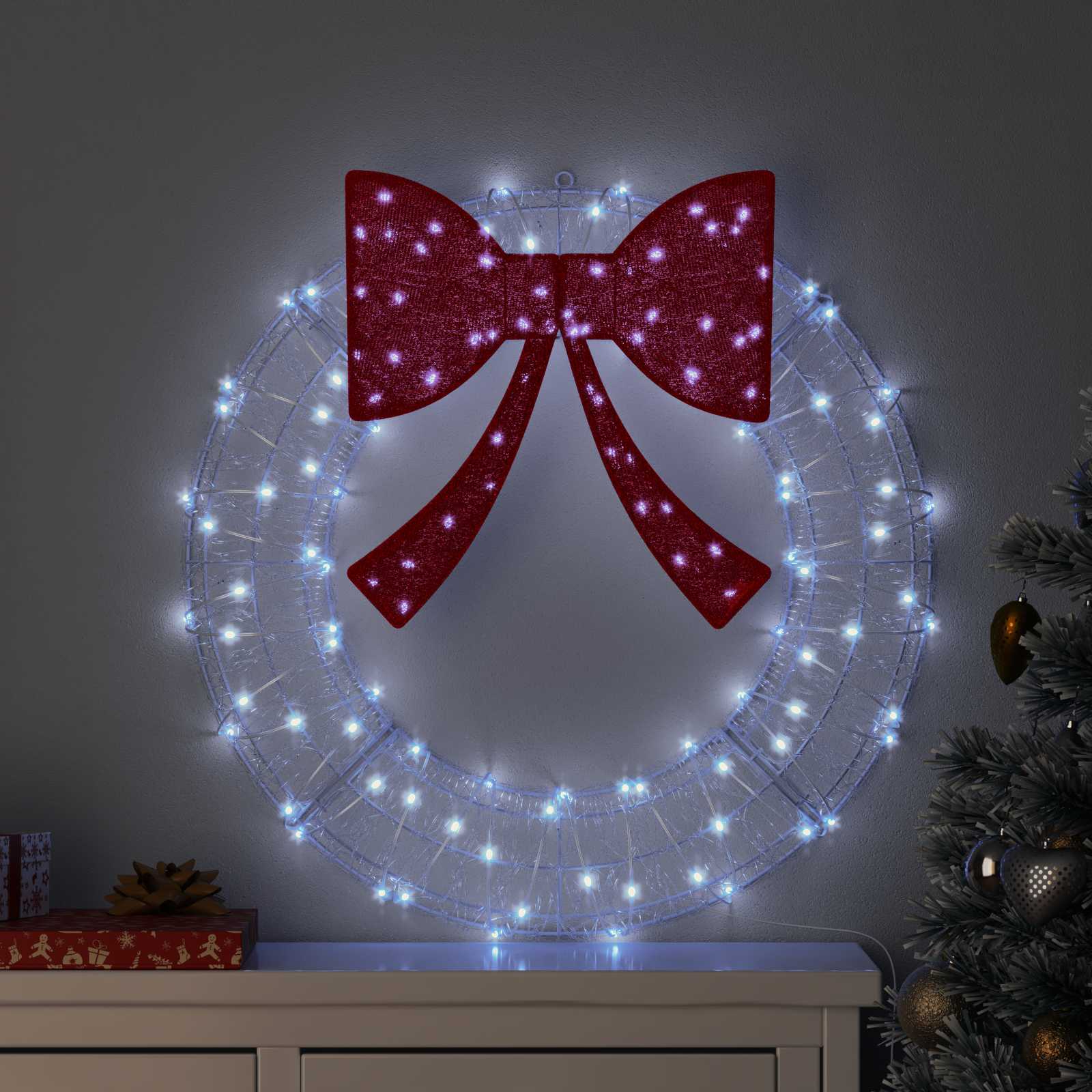 Krans met 60 LED Koudwit 76 x 76 x 8,5 cm Acryl is nu te koop bij PeponiXL, paradijselijk wonen!