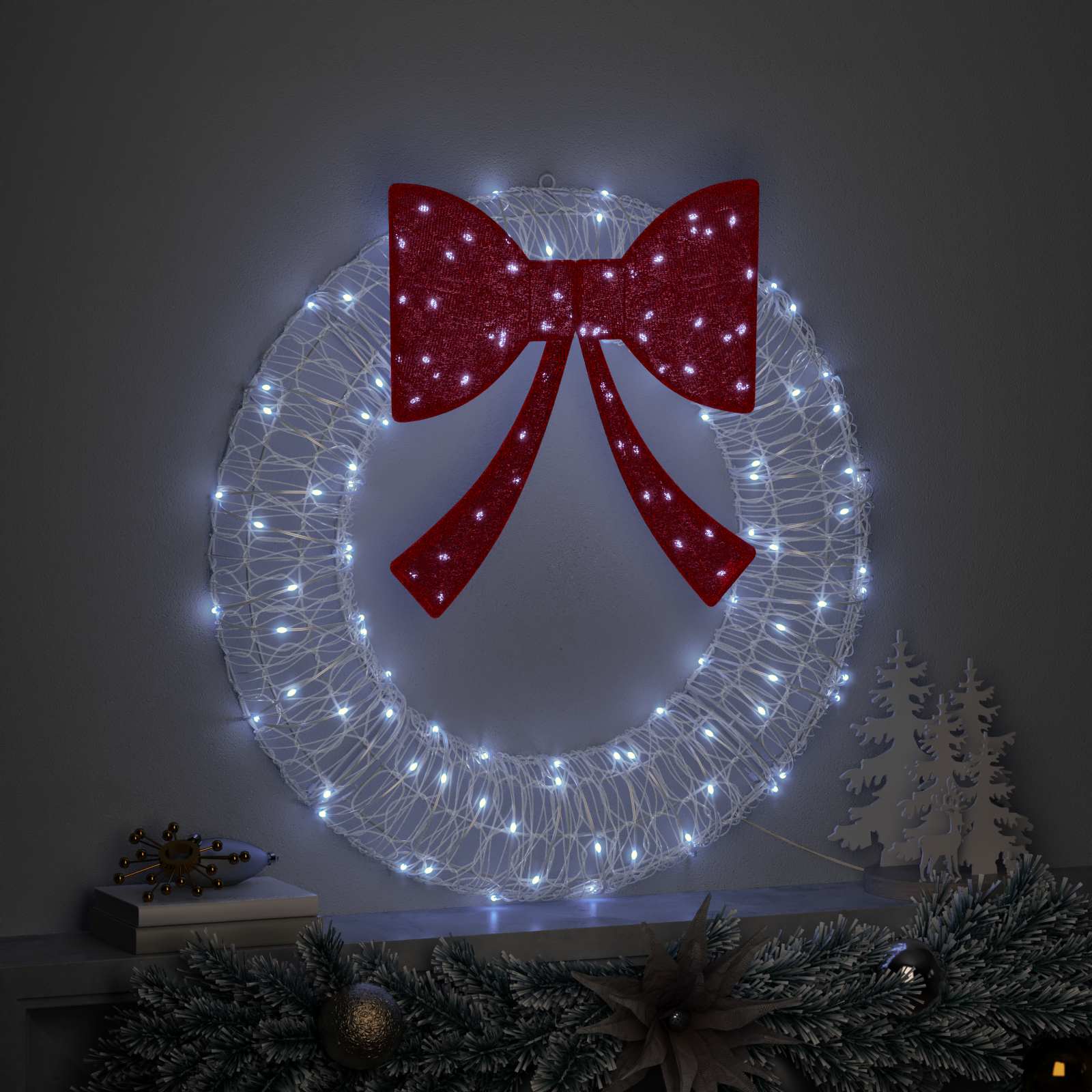 Krans met 60 LED Koudwit 76 x 76 x 8,5 cm Acryl is nu te koop bij PeponiXL, paradijselijk wonen!
