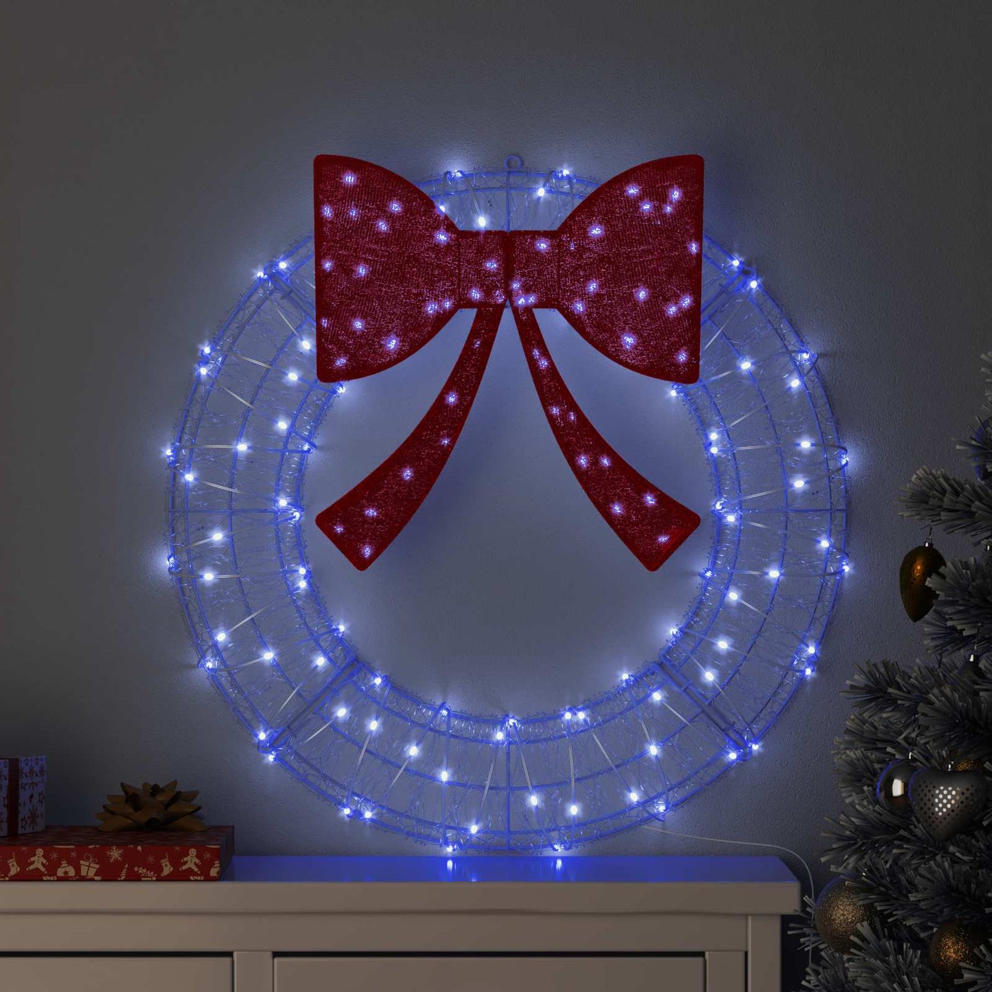 Krans met 60 LED Blauw 76 x 76 x 8,5 cm Acryl is nu te koop bij PeponiXL, paradijselijk wonen!