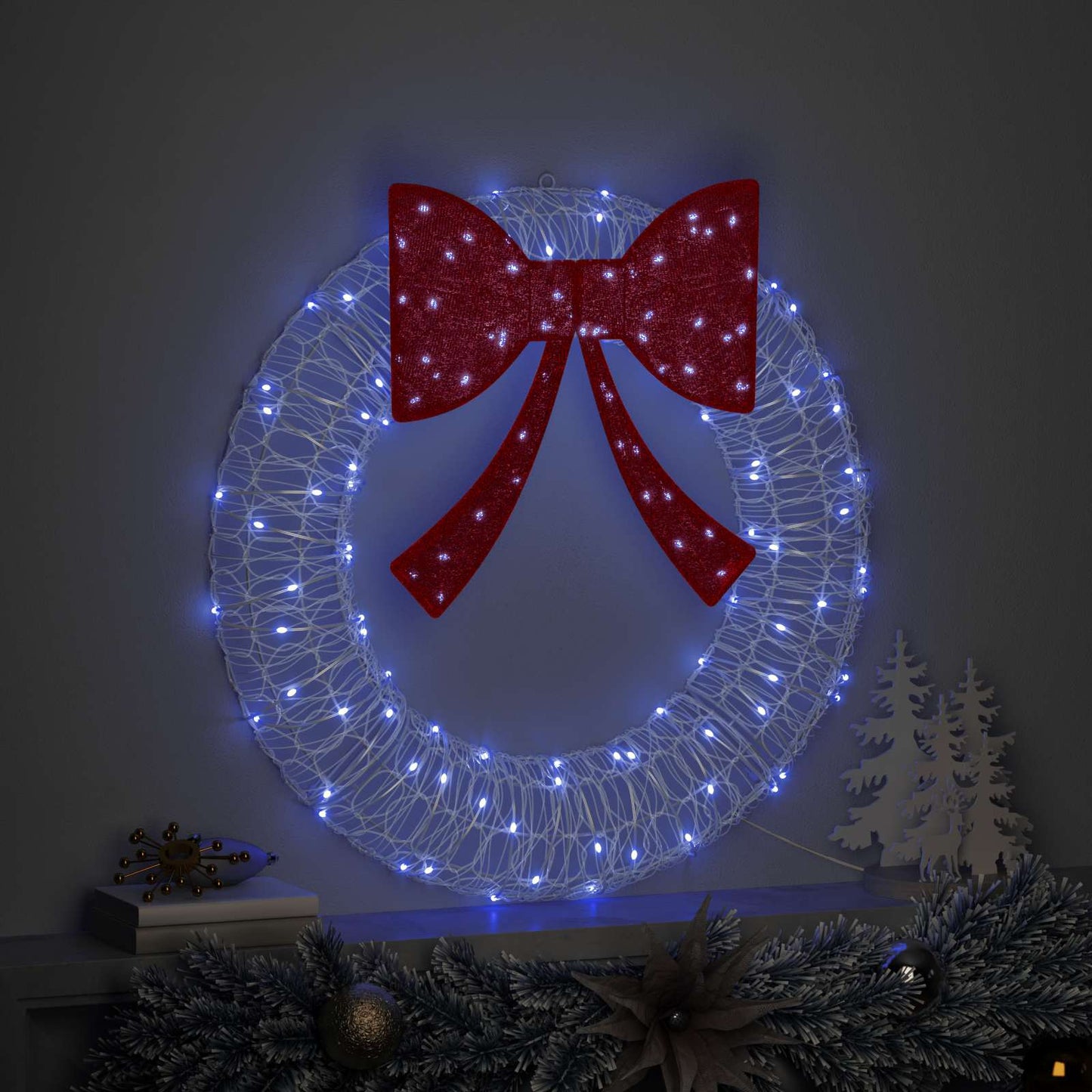 Krans met 60 LED Blauw 76 x 76 x 8,5 cm Acryl is nu te koop bij PeponiXL, paradijselijk wonen!