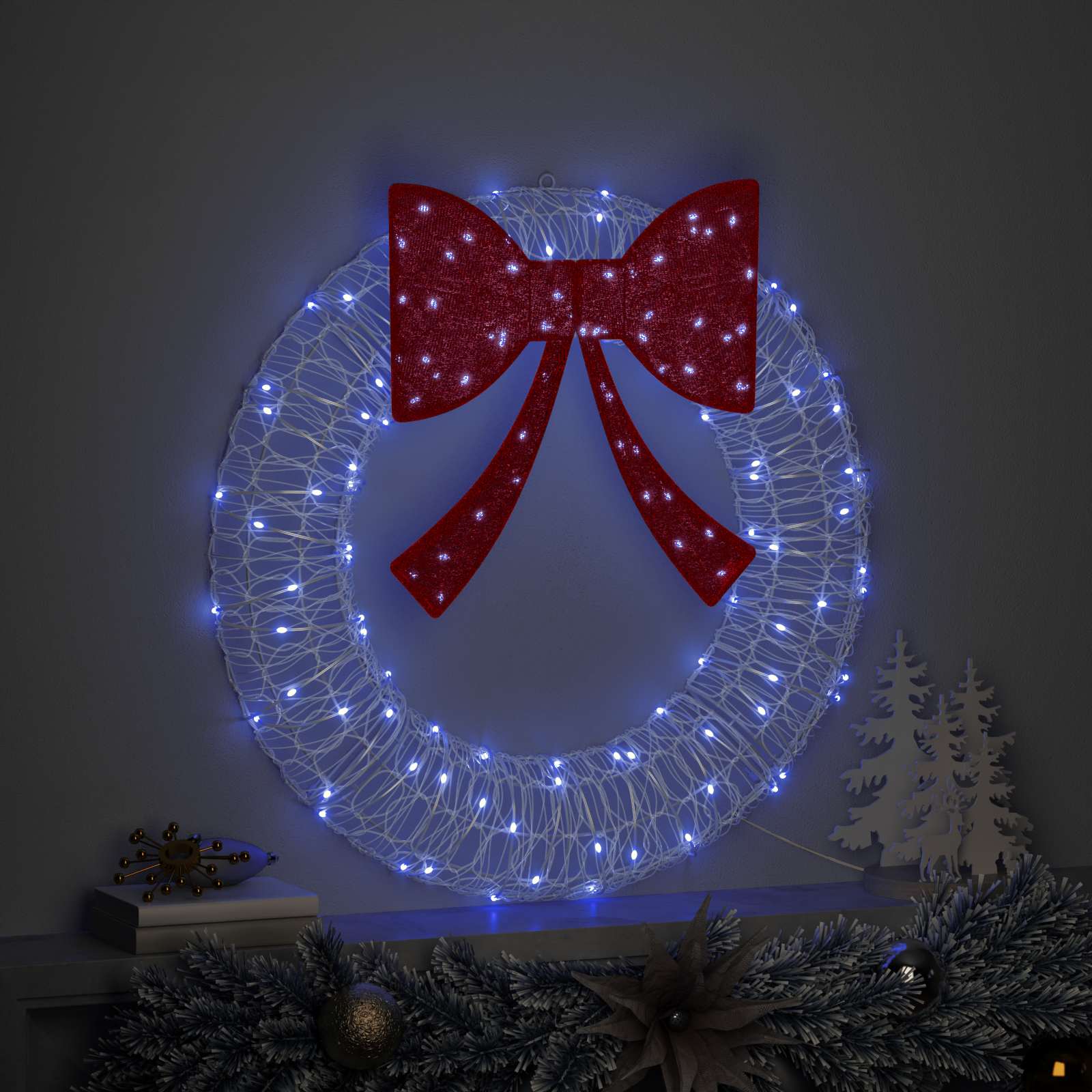 Krans met 60 LED Blauw 76 x 76 x 8,5 cm Acryl is nu te koop bij PeponiXL, paradijselijk wonen!