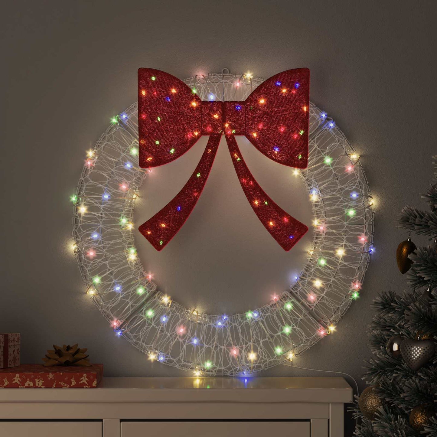 Krans met 60 LED Multikleur 76 x 76 x 8,5 cm Acryl is nu te koop bij PeponiXL, paradijselijk wonen!