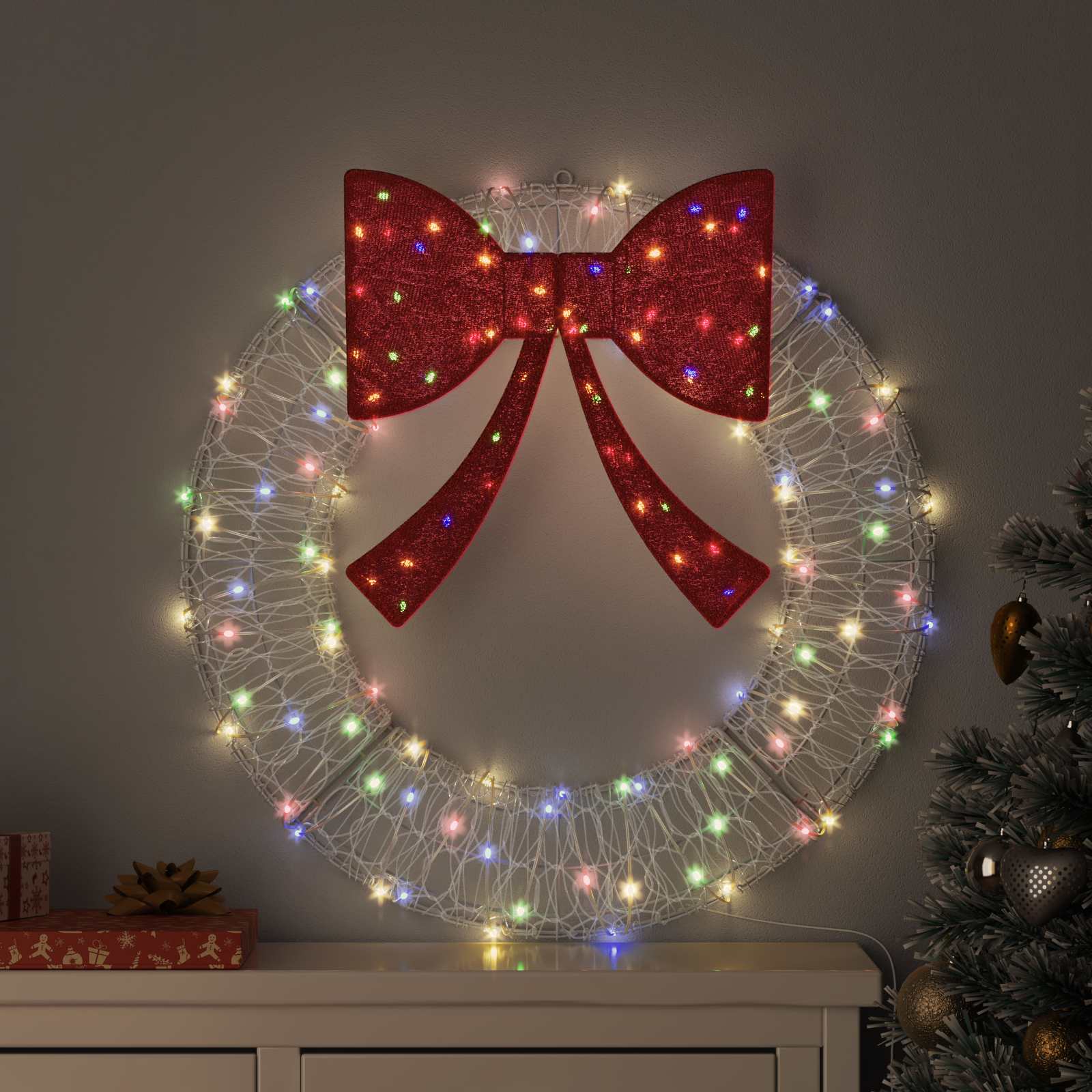 Krans met 60 LED Multikleur 76 x 76 x 8,5 cm Acryl is nu te koop bij PeponiXL, paradijselijk wonen!