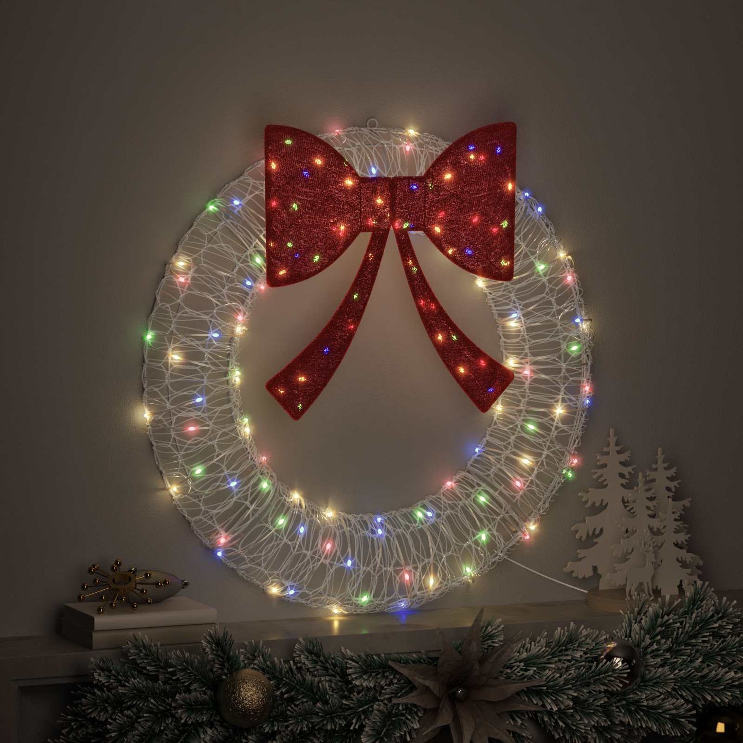 Krans met 60 LED Multikleur 76 x 76 x 8,5 cm Acryl is nu te koop bij PeponiXL, paradijselijk wonen!