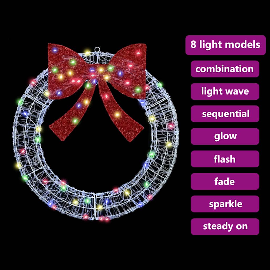 Krans met 60 LED Multikleur 76 x 76 x 8,5 cm Acryl is nu te koop bij PeponiXL, paradijselijk wonen!