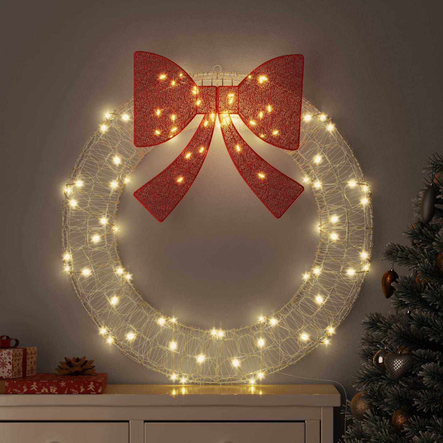Krans met 80 LED Warmwit 92 x 92 x 9,5 cm Acryl is nu te koop bij PeponiXL, paradijselijk wonen!