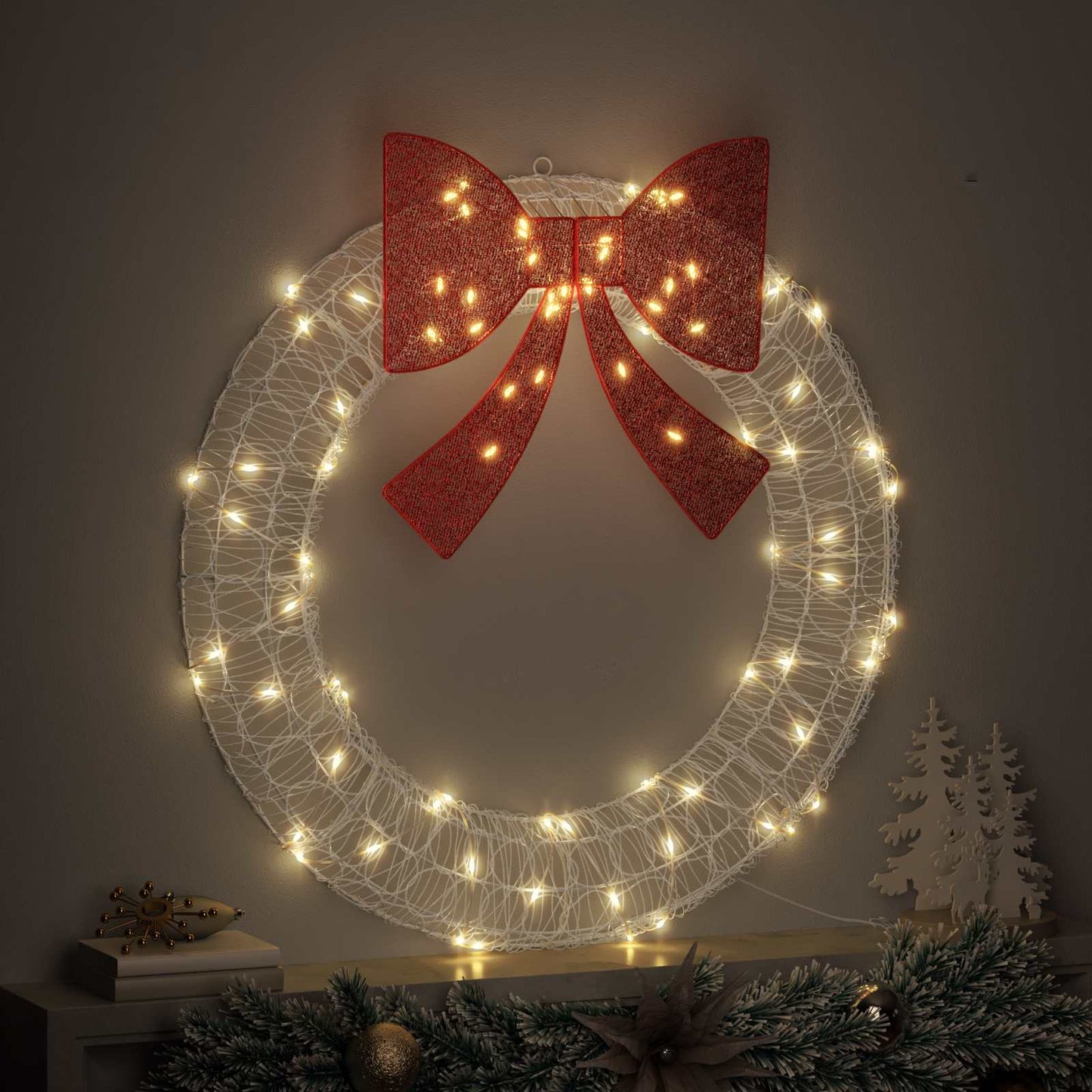 Krans met 80 LED Warmwit 92 x 92 x 9,5 cm Acryl is nu te koop bij PeponiXL, paradijselijk wonen!