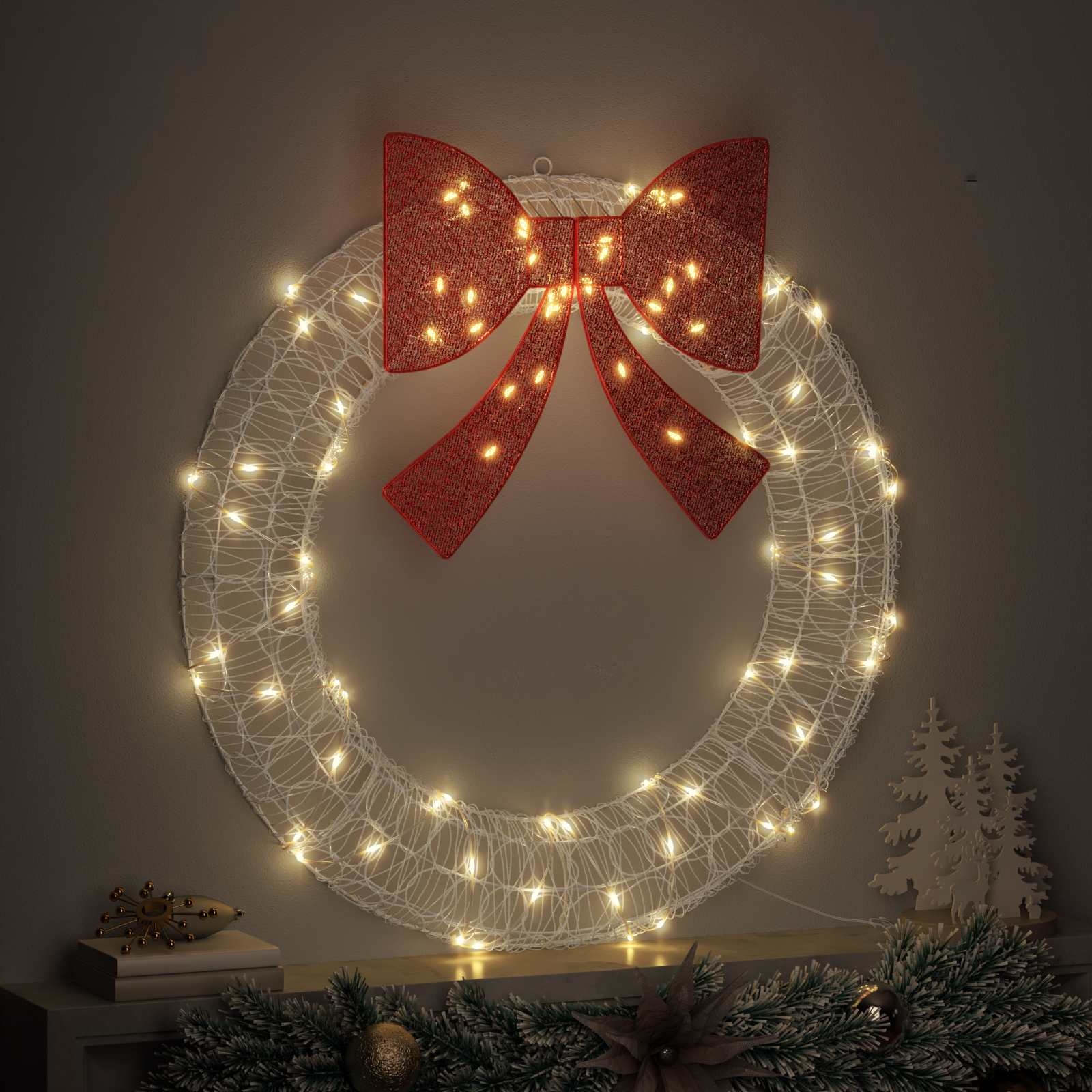 Krans met 80 LED Warmwit 92 x 92 x 9,5 cm Acryl is nu te koop bij PeponiXL, paradijselijk wonen!
