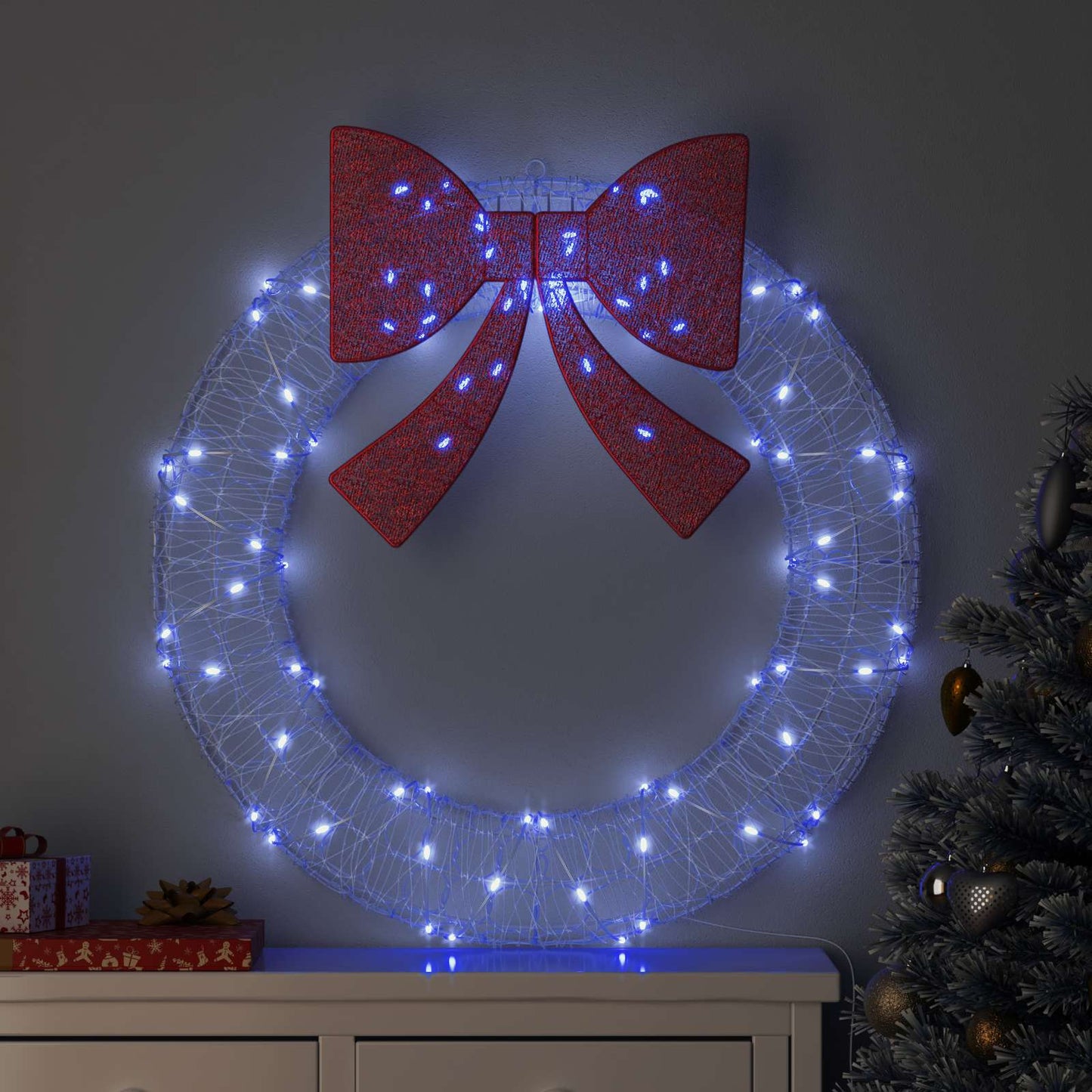 Krans met 80 LED Blauw 92 x 92 x 9,5 cm Acryl is nu te koop bij PeponiXL, paradijselijk wonen!