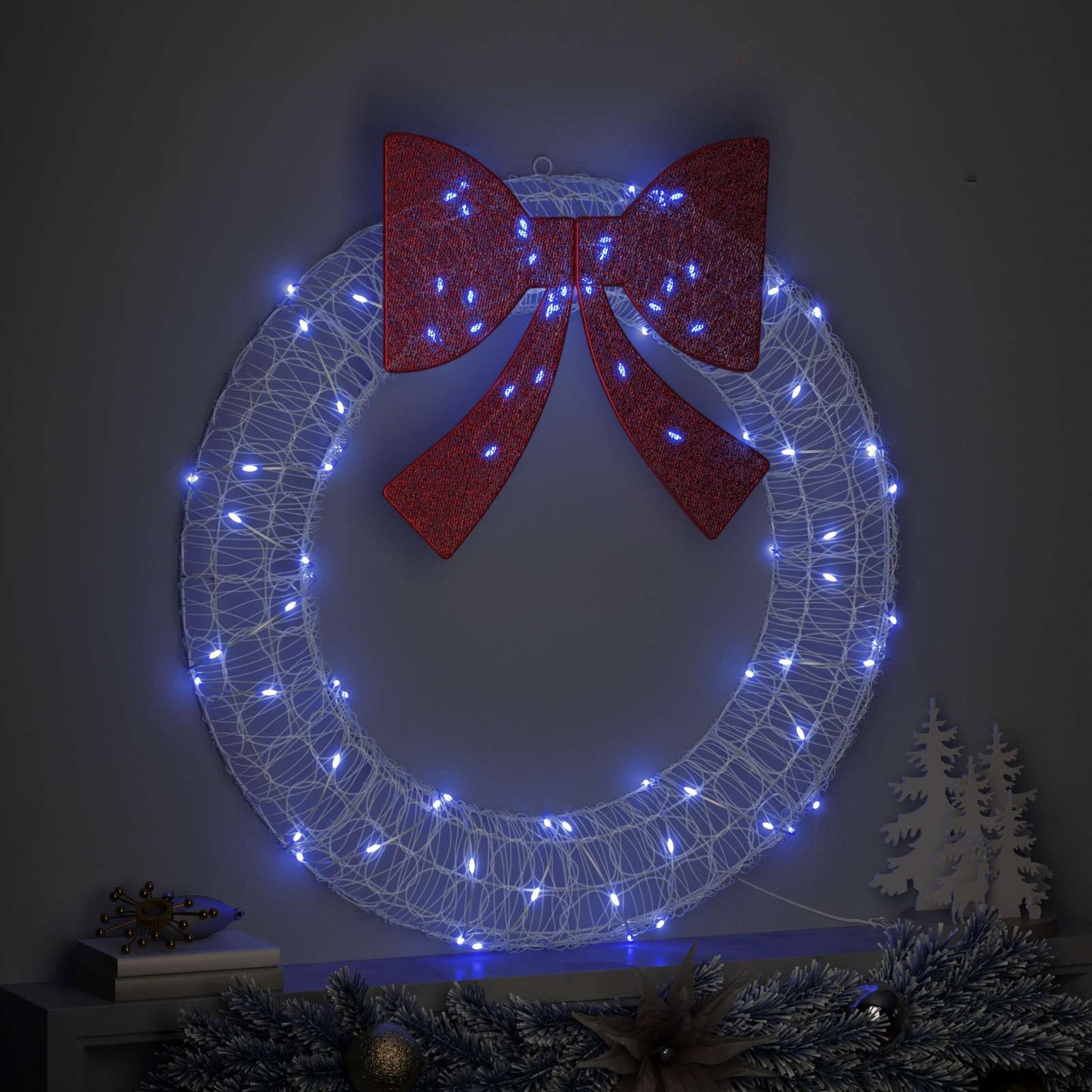 Krans met 80 LED Blauw 92 x 92 x 9,5 cm Acryl is nu te koop bij PeponiXL, paradijselijk wonen!
