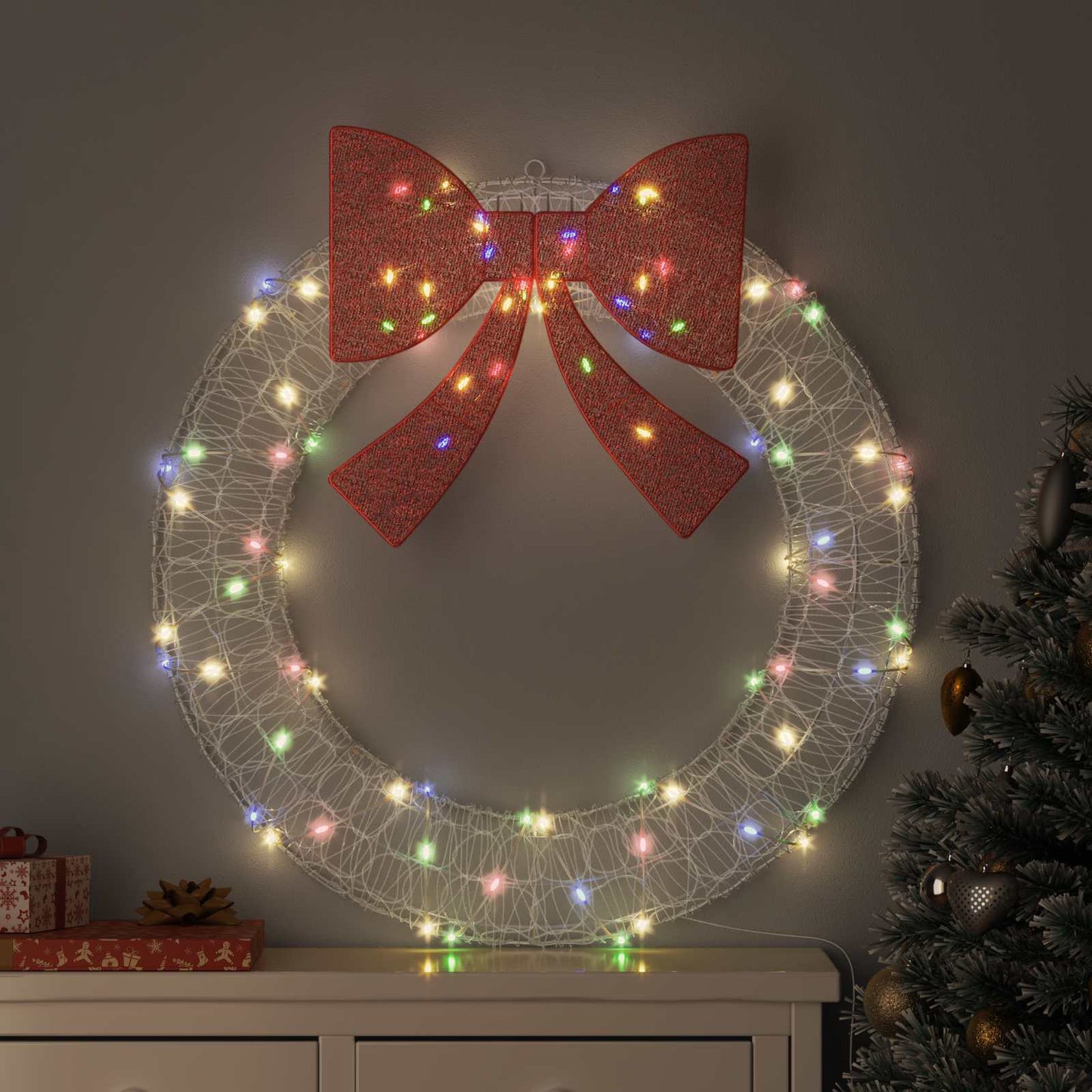 Krans met 80 LED Multikleur 92 x 92 x 9,5 cm Acryl is nu te koop bij PeponiXL, paradijselijk wonen!
