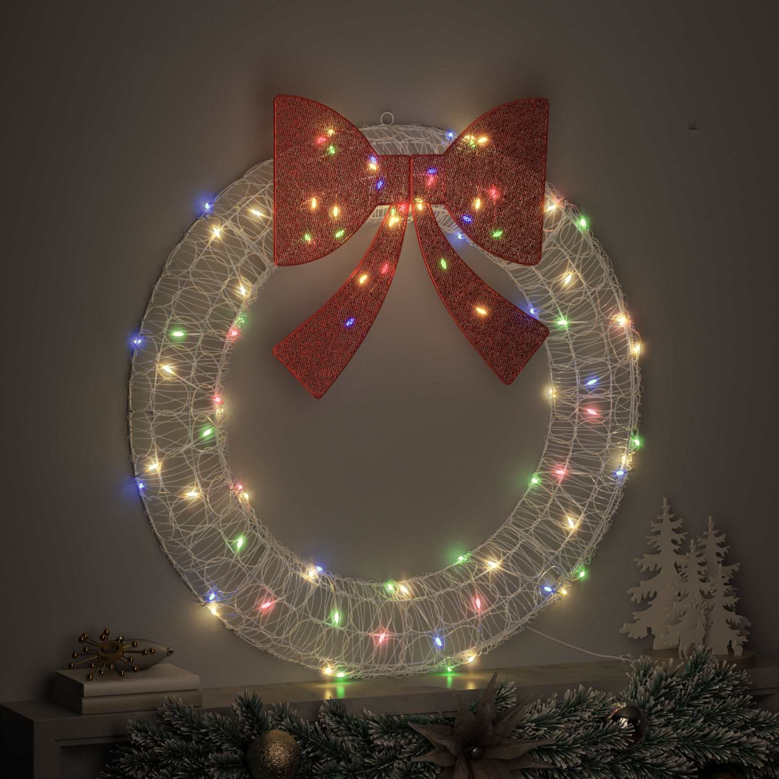Krans met 80 LED Multikleur 92 x 92 x 9,5 cm Acryl is nu te koop bij PeponiXL, paradijselijk wonen!