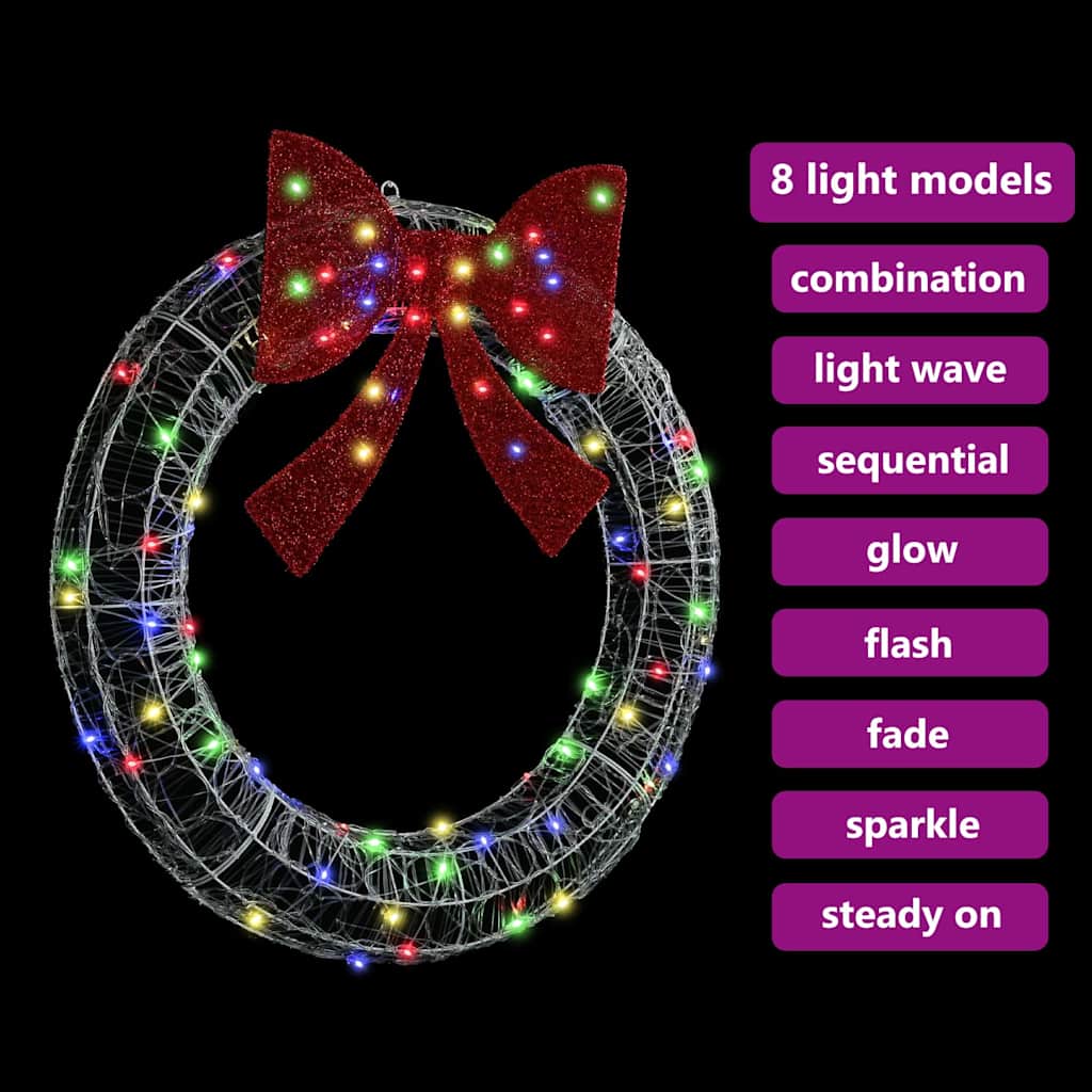Krans met 80 LED Multikleur 92 x 92 x 9,5 cm Acryl is nu te koop bij PeponiXL, paradijselijk wonen!
