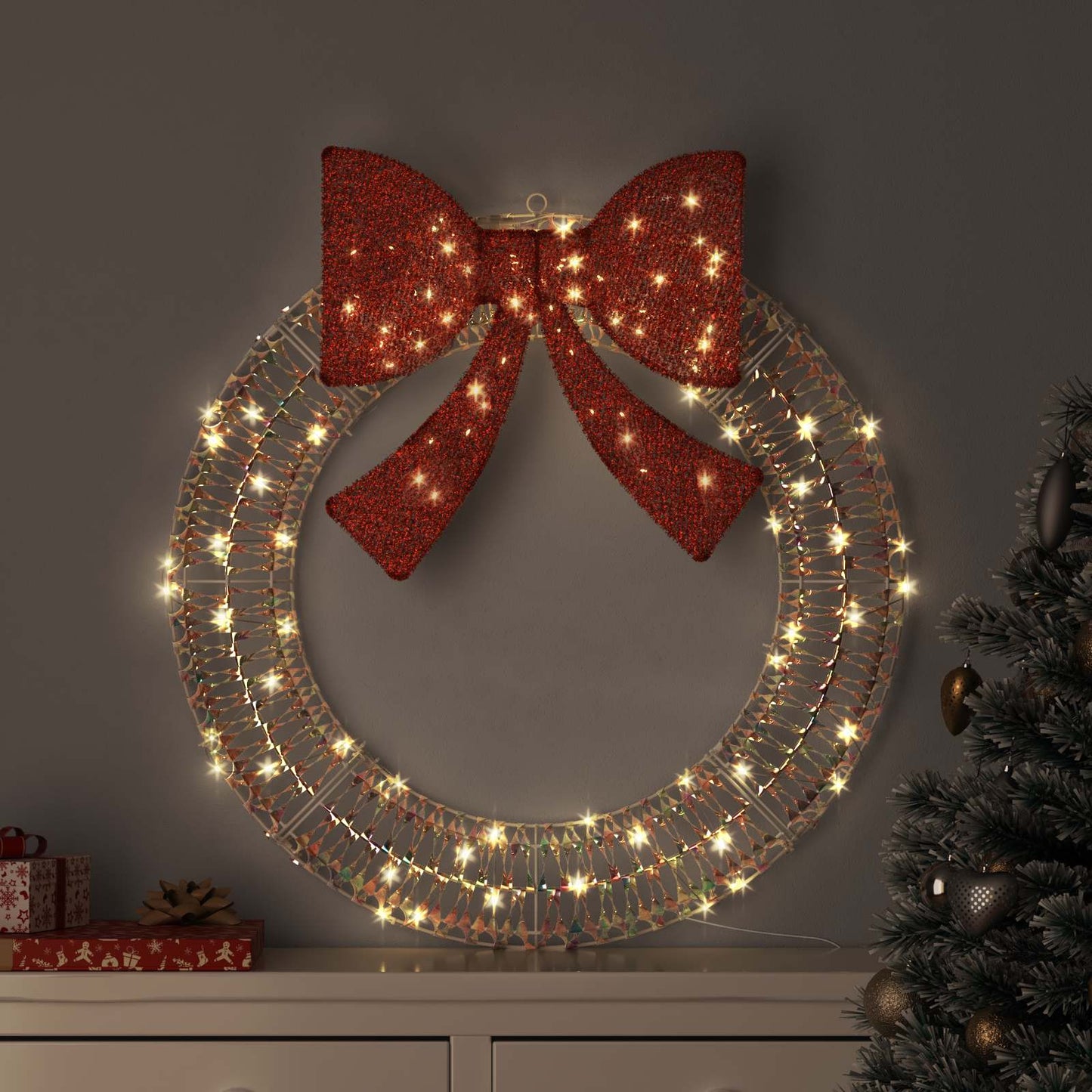 Krans met 80 LED Warmwit 91 x 91 x 9 cm PET