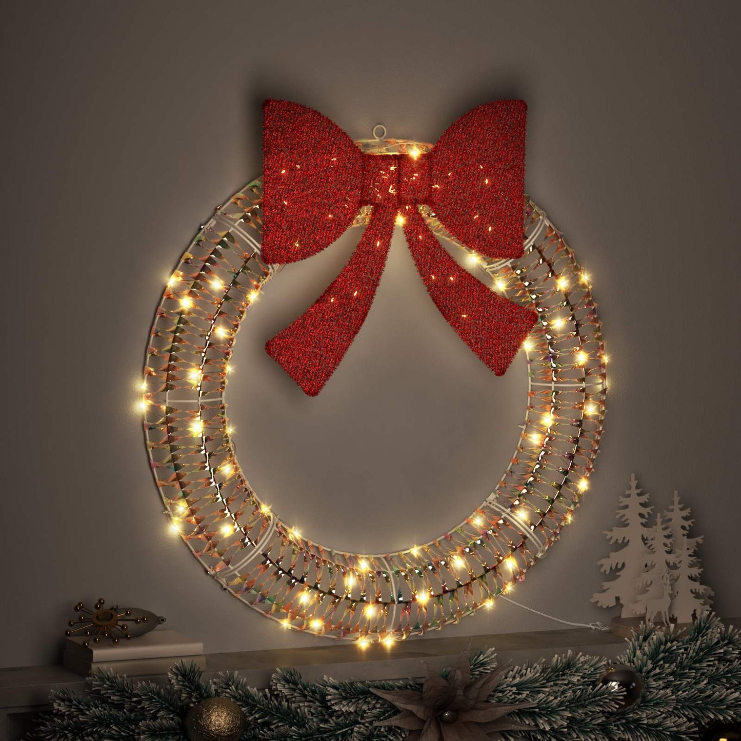 Krans met 80 LED Warmwit 91 x 91 x 9 cm PET