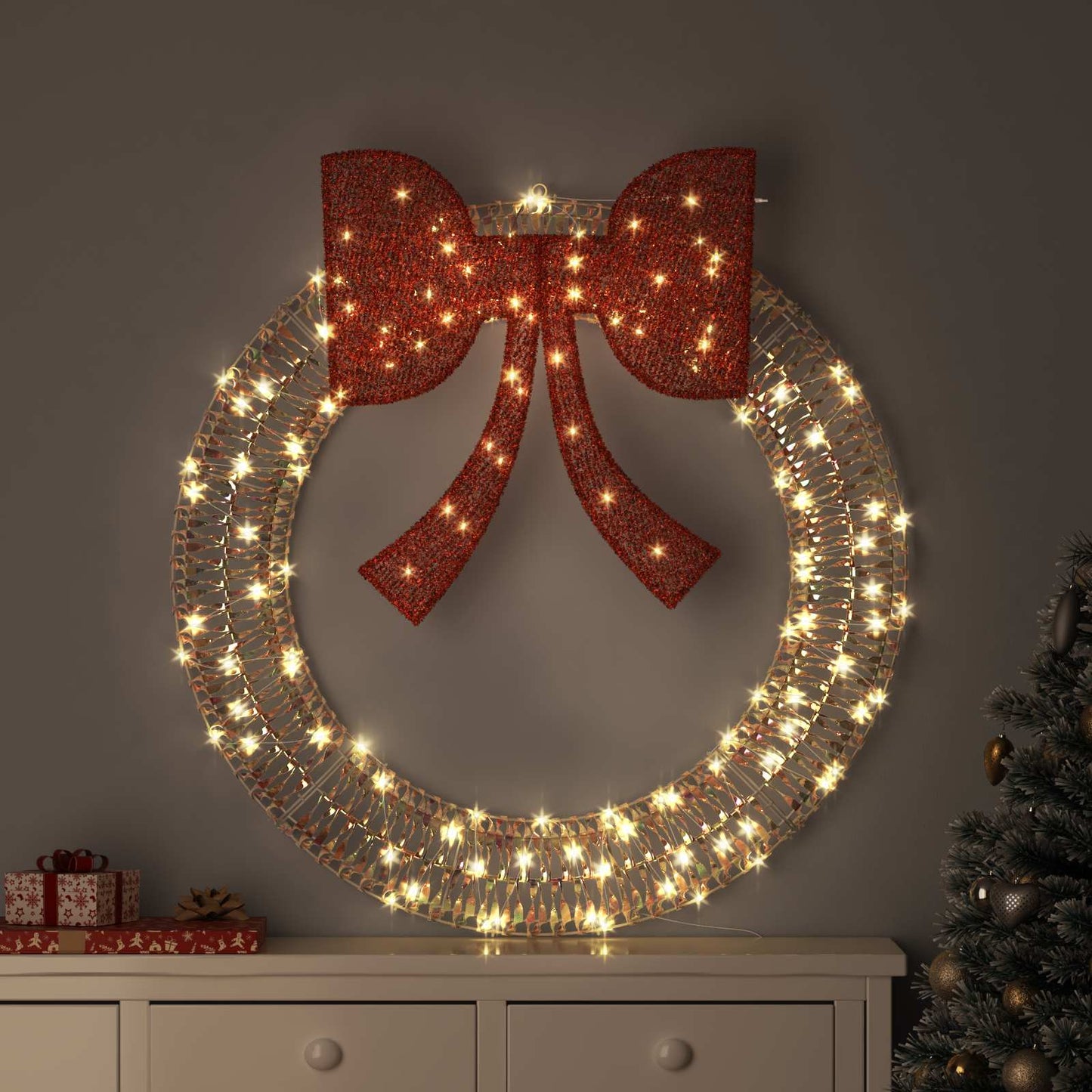 Krans met 150 LED Warmwit 121 x 121 x 10 cm PET is nu te koop bij PeponiXL, paradijselijk wonen!
