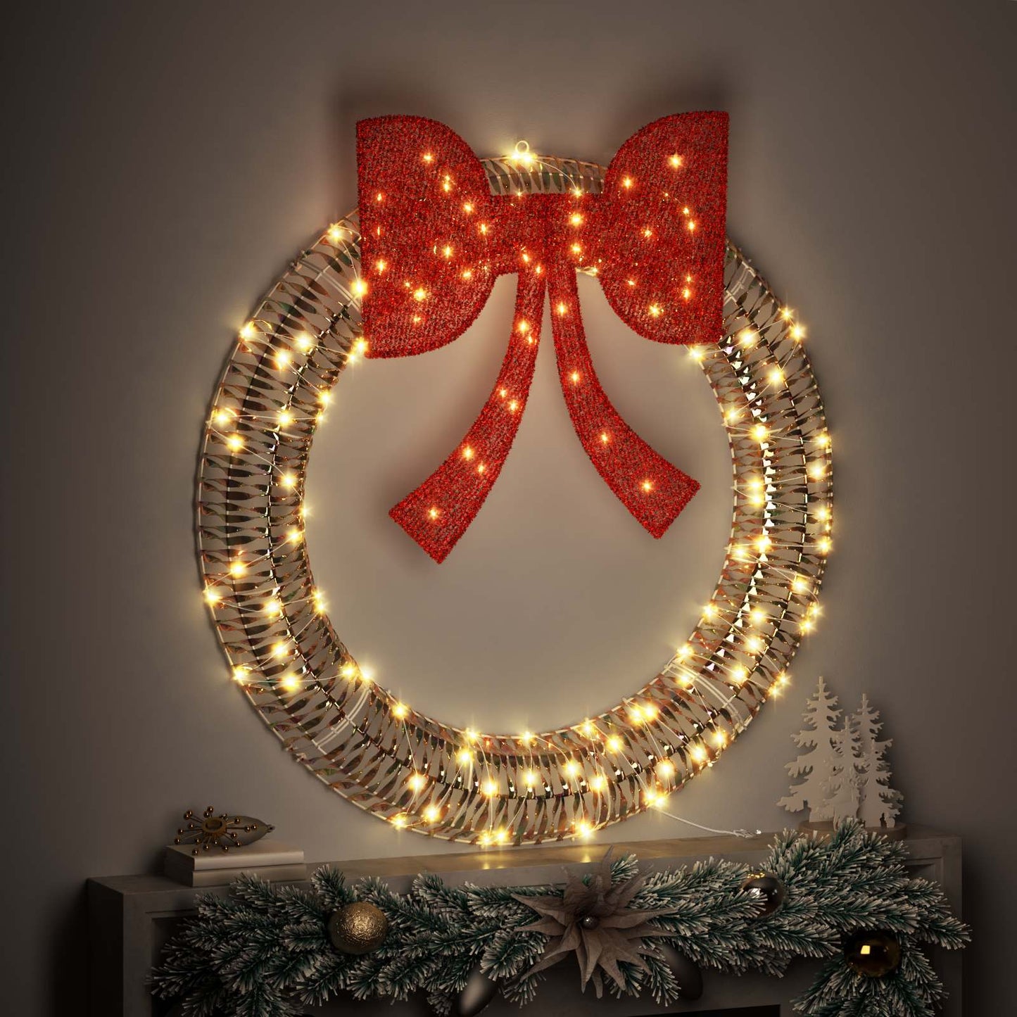 Krans met 150 LED Warmwit 121 x 121 x 10 cm PET is nu te koop bij PeponiXL, paradijselijk wonen!
