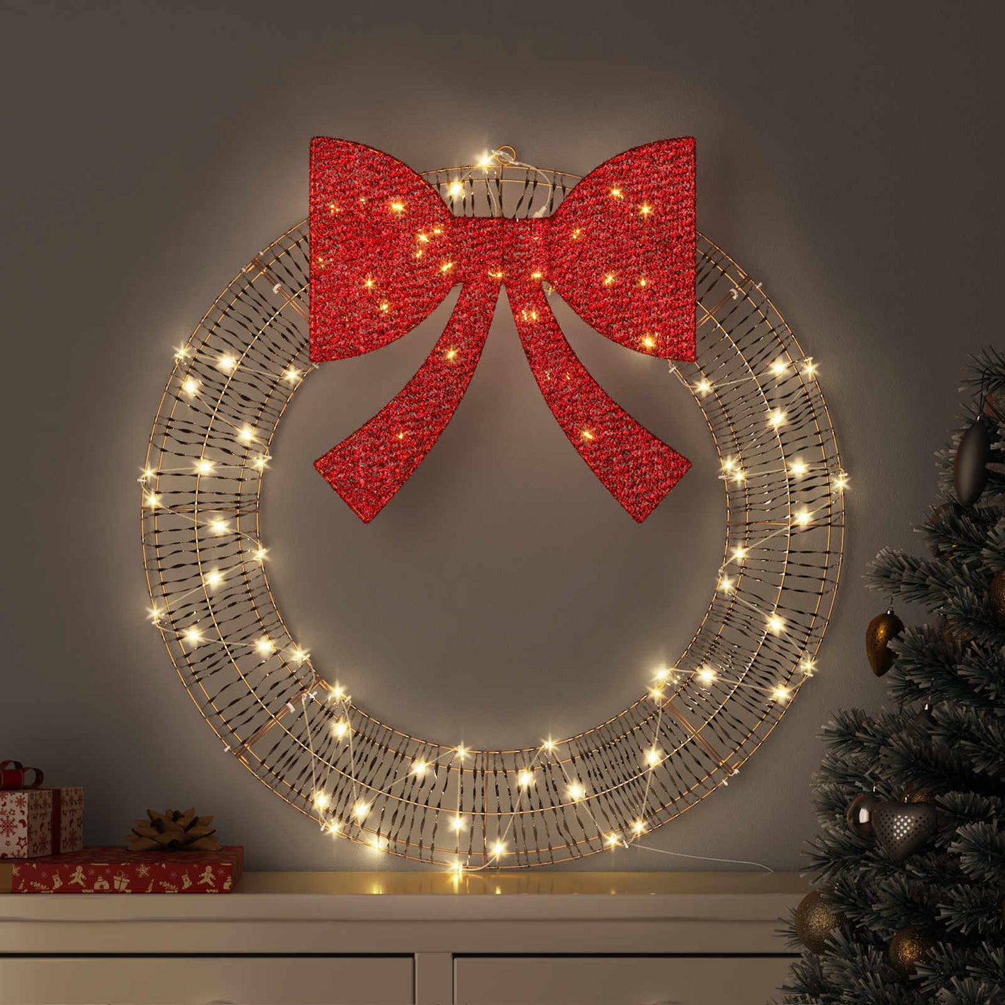 Krans met 60 LED Warmwit 76 x 76 x 8 cm PET is nu te koop bij PeponiXL, paradijselijk wonen!