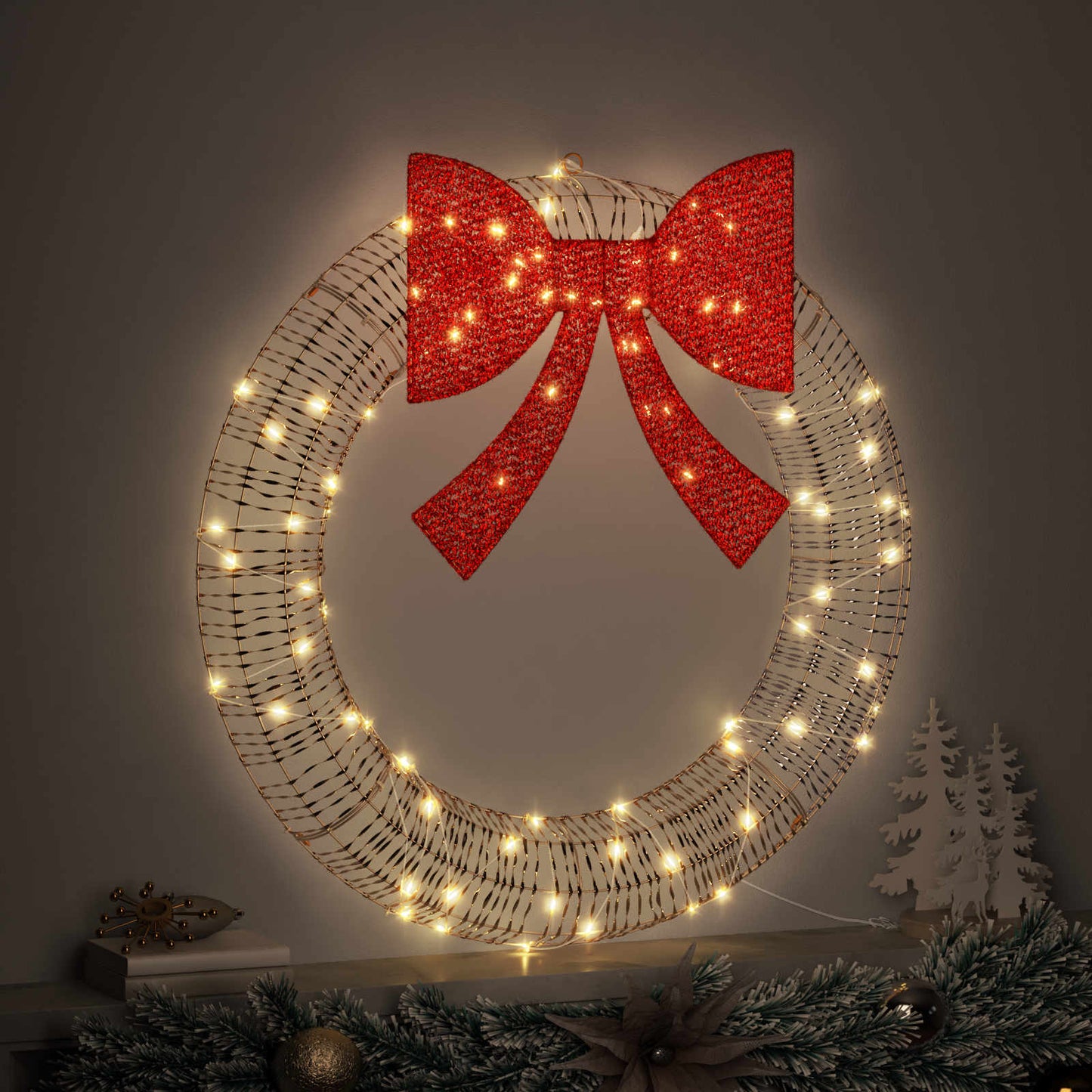 Krans met 60 LED Warmwit 76 x 76 x 8 cm PET is nu te koop bij PeponiXL, paradijselijk wonen!