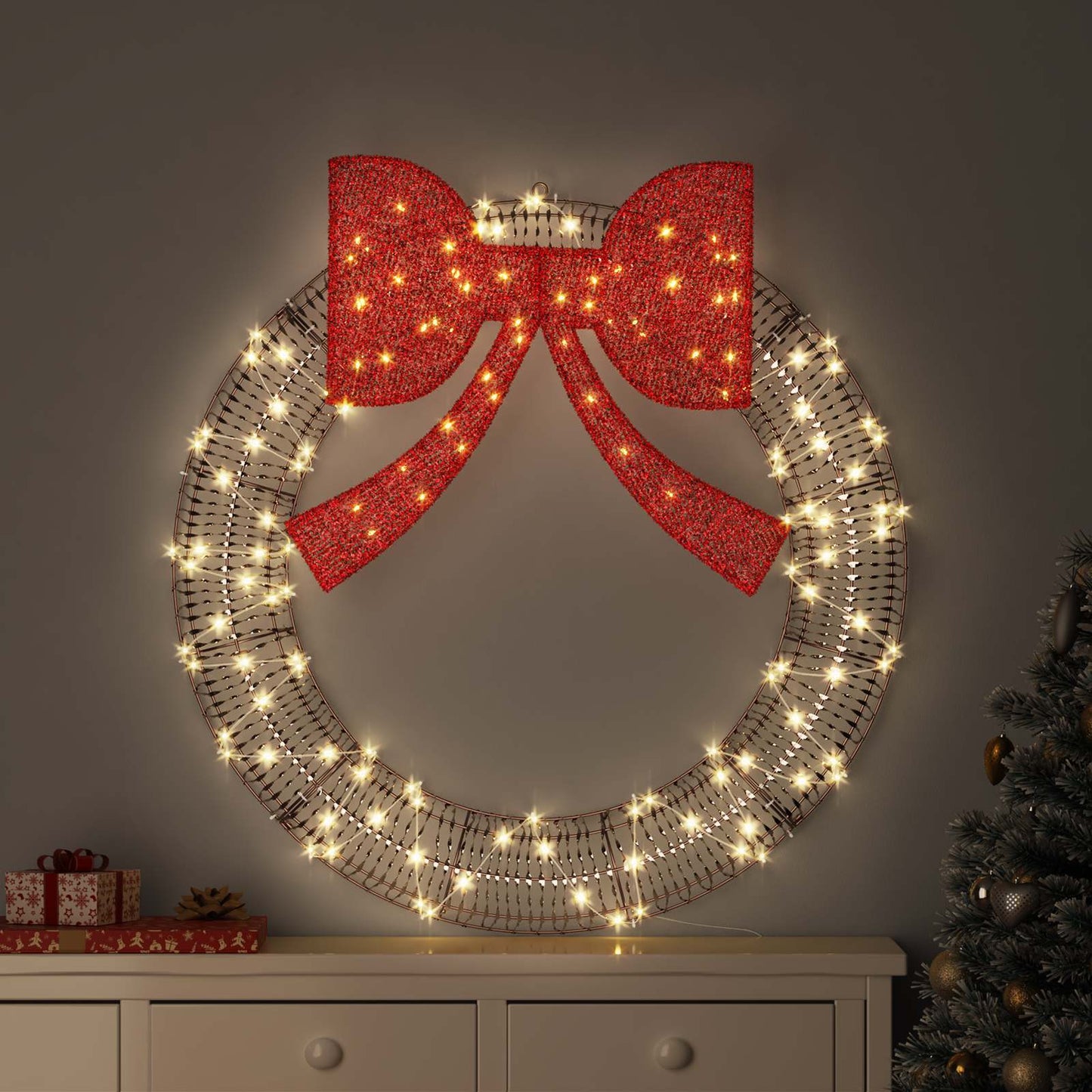 Krans met 80 LED Warmwit 91 x 91 x 9 cm PET is nu te koop bij PeponiXL, paradijselijk wonen!