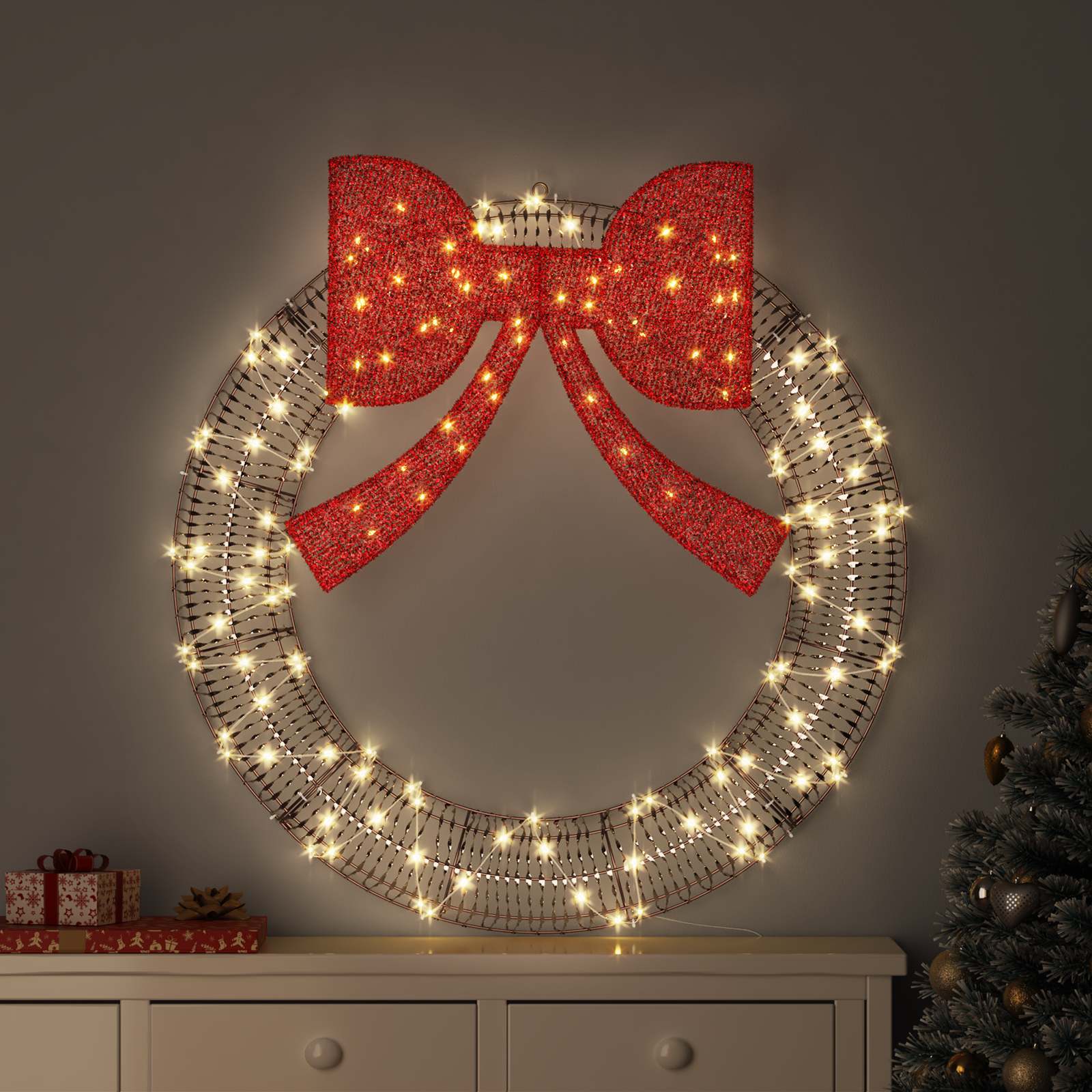 Krans met 80 LED Warmwit 91 x 91 x 9 cm PET is nu te koop bij PeponiXL, paradijselijk wonen!