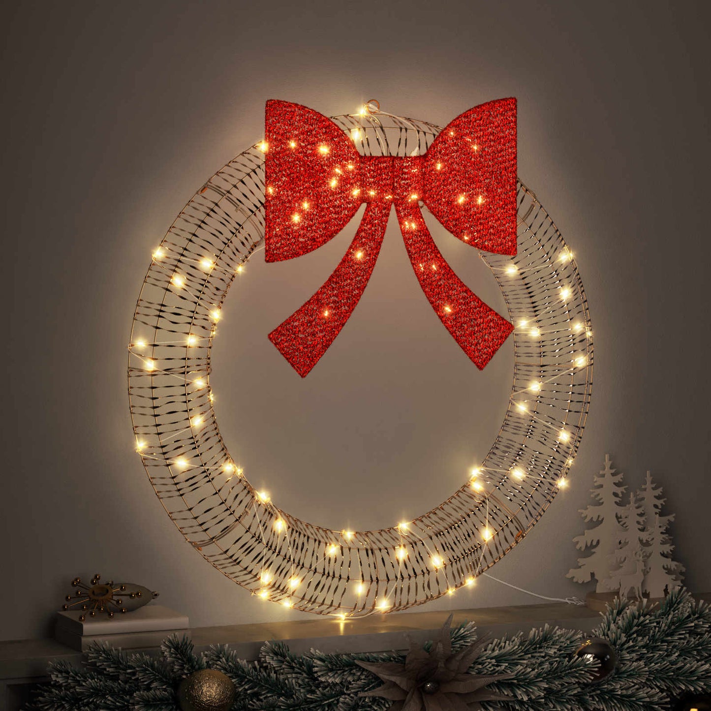 Krans met 80 LED Warmwit 91 x 91 x 9 cm PET is nu te koop bij PeponiXL, paradijselijk wonen!