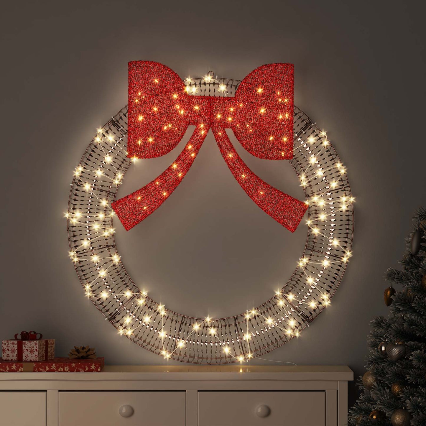Krans met 150 LED Warmwit 121 x 121 x 10 cm PET is nu te koop bij PeponiXL, paradijselijk wonen!