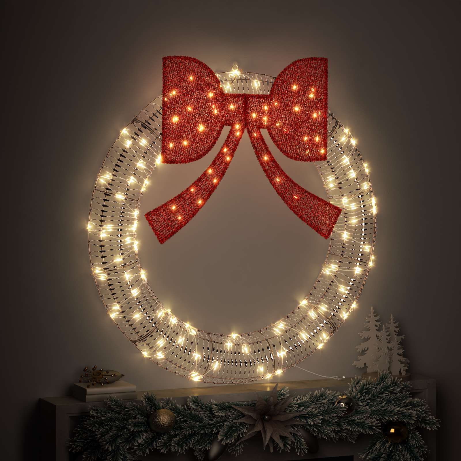 Krans met 150 LED Warmwit 121 x 121 x 10 cm PET is nu te koop bij PeponiXL, paradijselijk wonen!