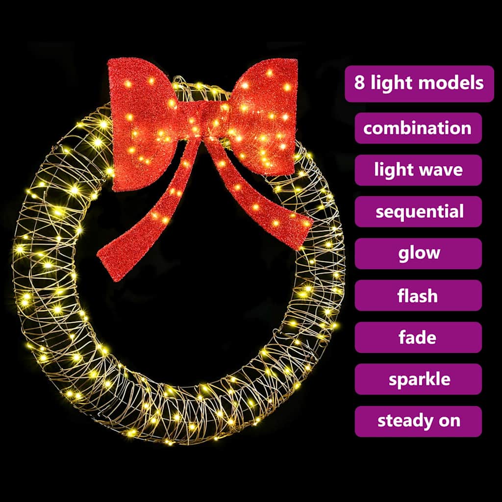 Krans met 150 LED Warmwit 121 x 121 x 10 cm Rattan is nu te koop bij PeponiXL, paradijselijk wonen!