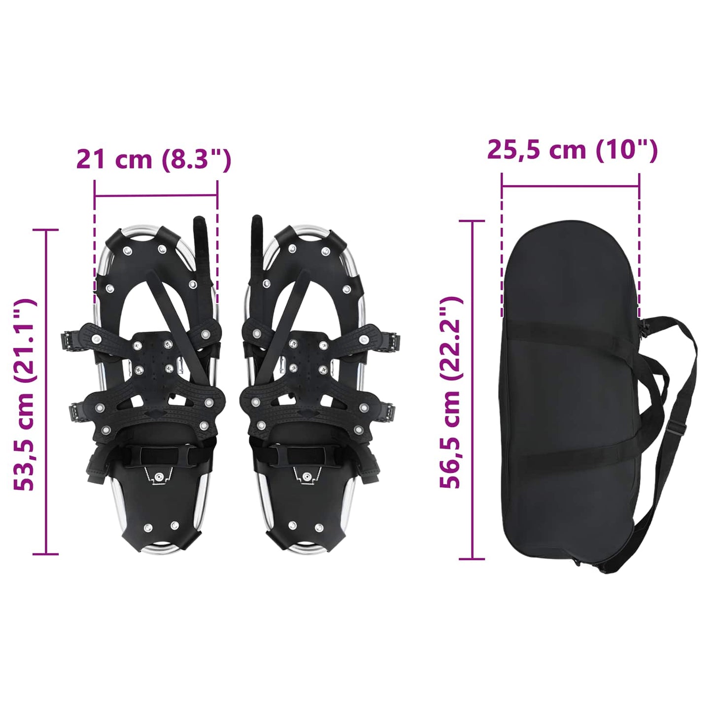 3 in 1 Sneeuwschoenen Zilver en Zwart 53,5 x 21 cm is nu te koop bij PeponiXL, paradijselijk wonen!