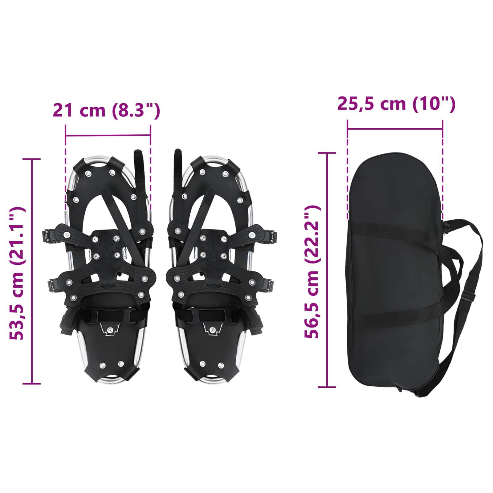 3 in 1 Sneeuwschoenen Zilver en Zwart 53,5 x 21 cm is nu te koop bij PeponiXL, paradijselijk wonen!